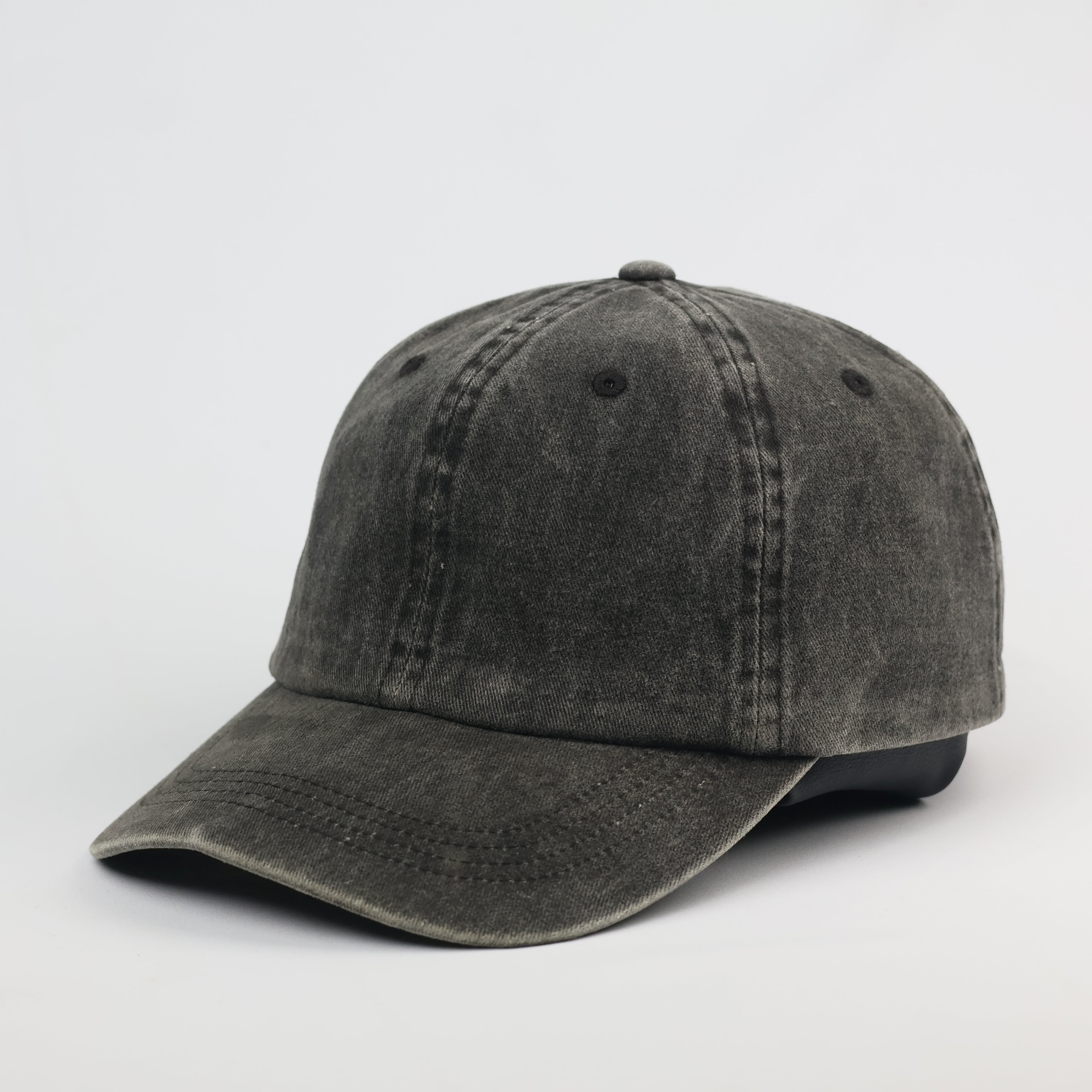 Thrifted Distressed Grey Baseball Cap with LA Embroidery