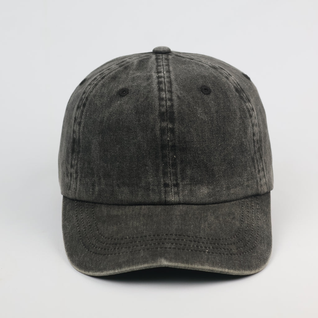 Thrifted Distressed Grey Baseball Cap with LA Embroidery