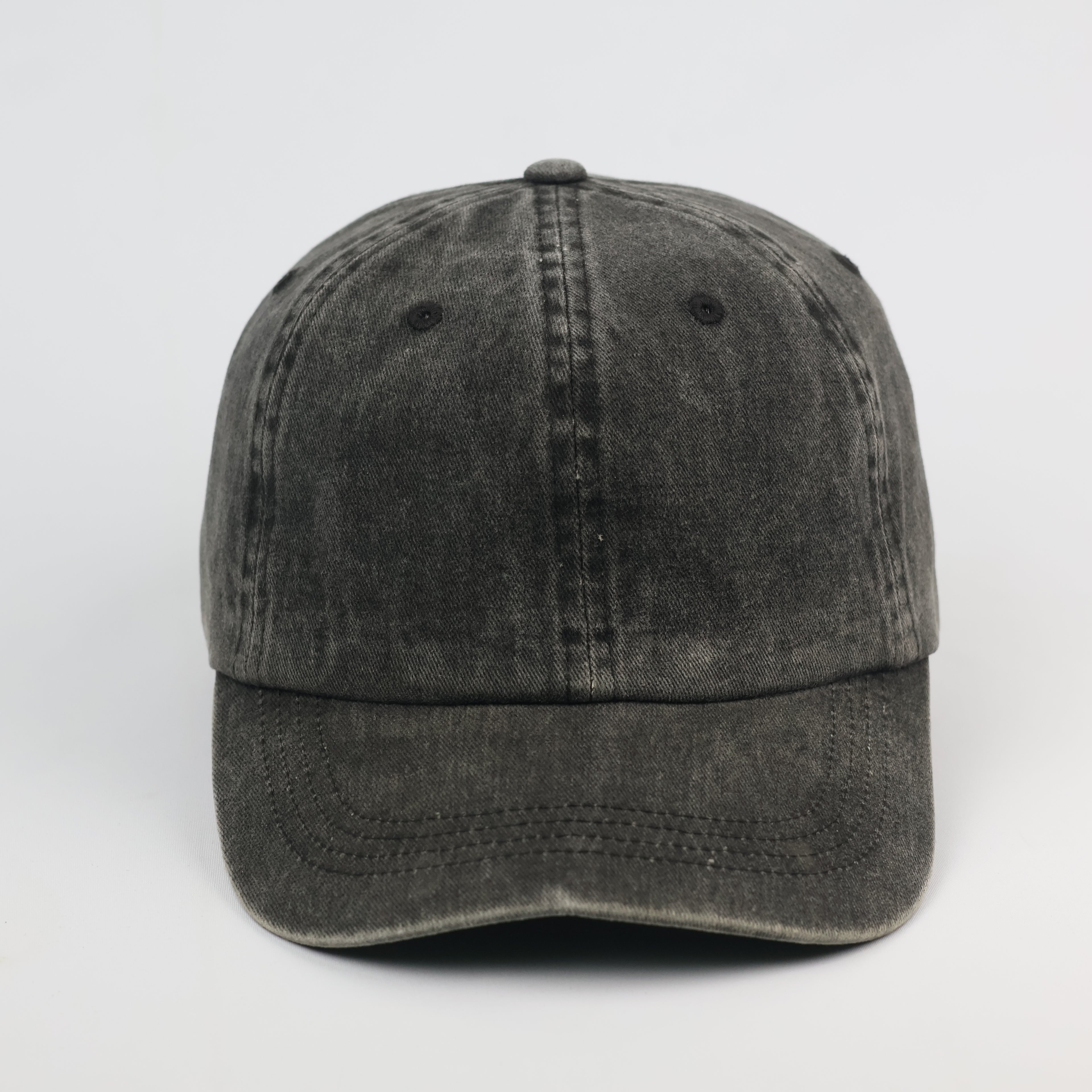 Thrifted Distressed Grey Baseball Cap with LA Embroidery