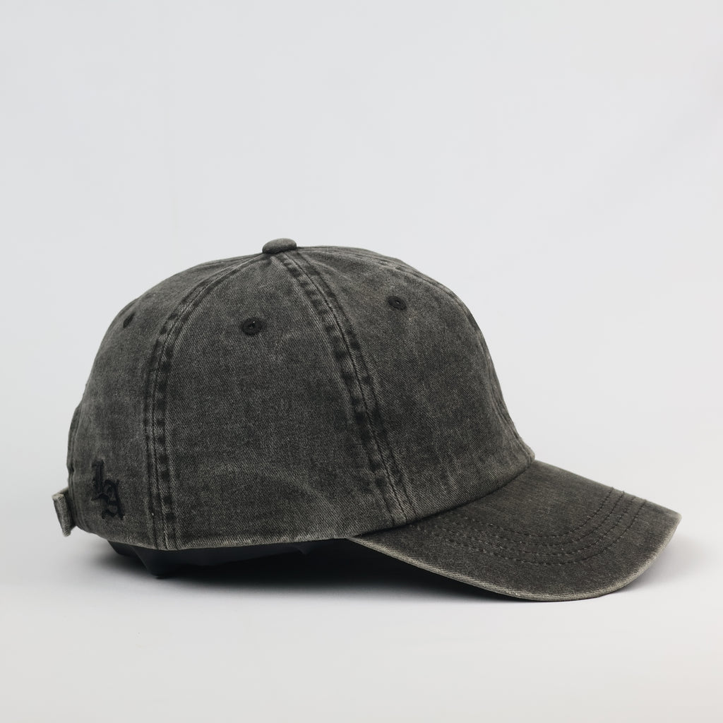 Thrifted Distressed Grey Baseball Cap with LA Embroidery