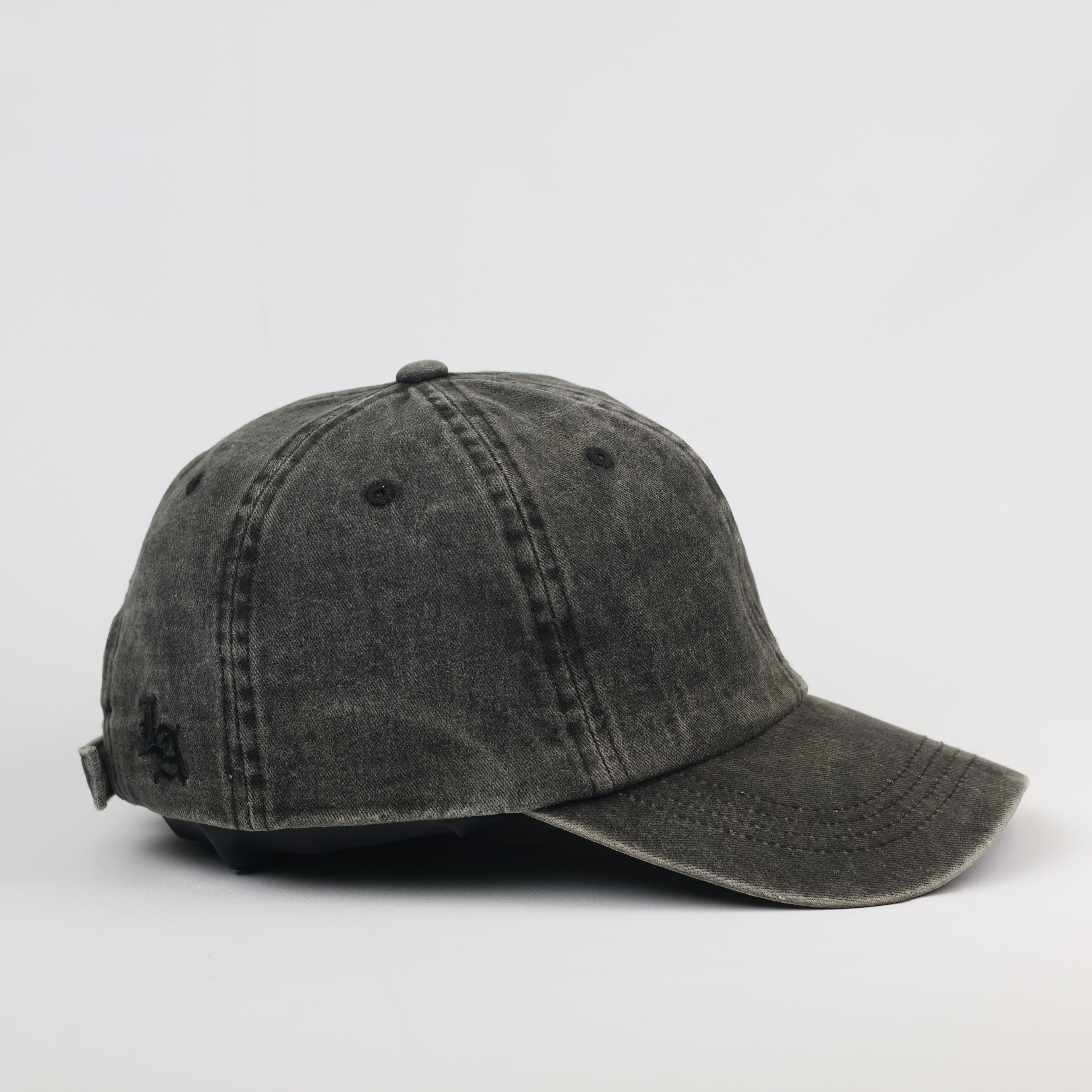 Thrifted Distressed Grey Baseball Cap with LA Embroidery