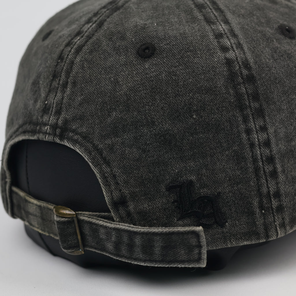 Thrifted Distressed Grey Baseball Cap with LA Embroidery