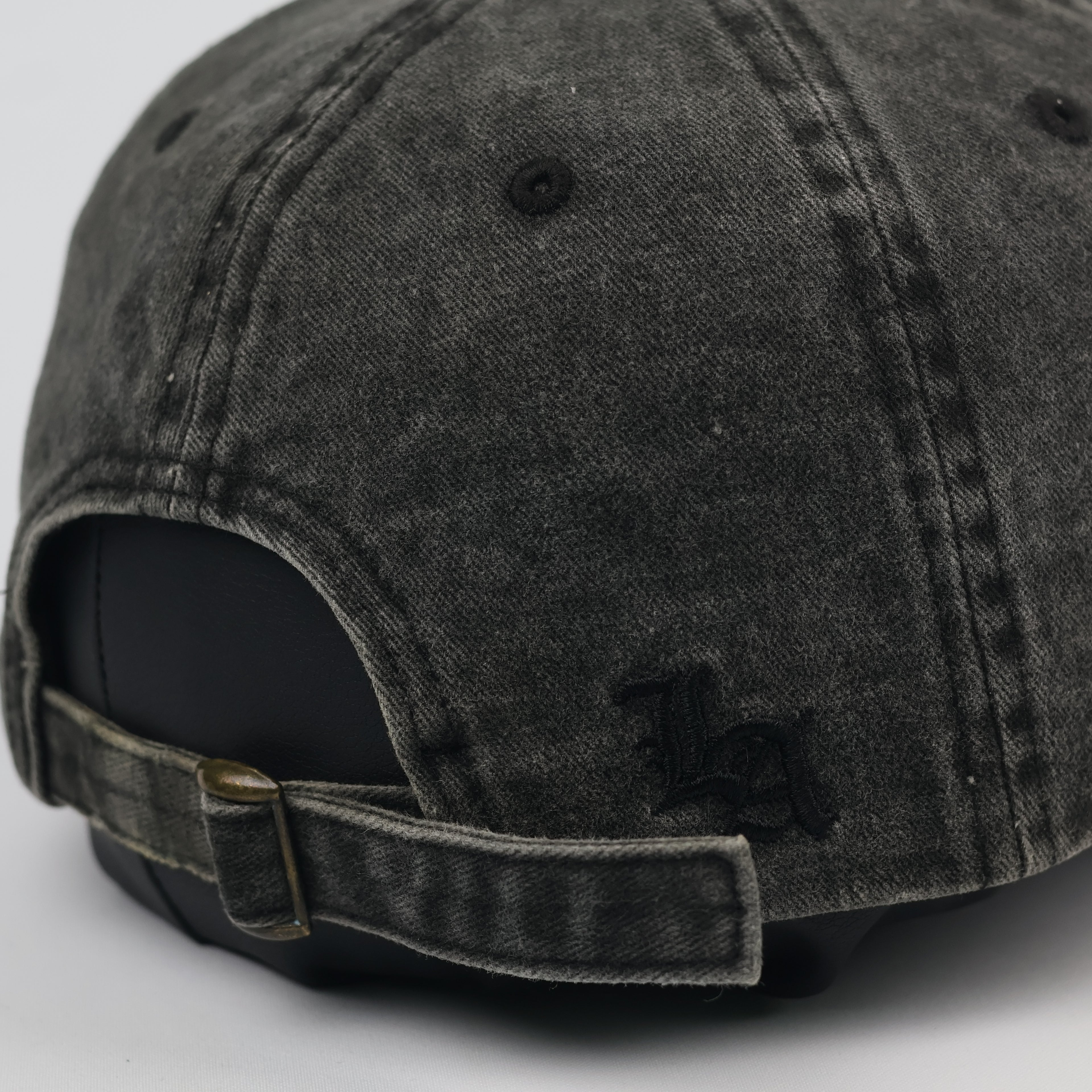 Thrifted Distressed Grey Baseball Cap with LA Embroidery