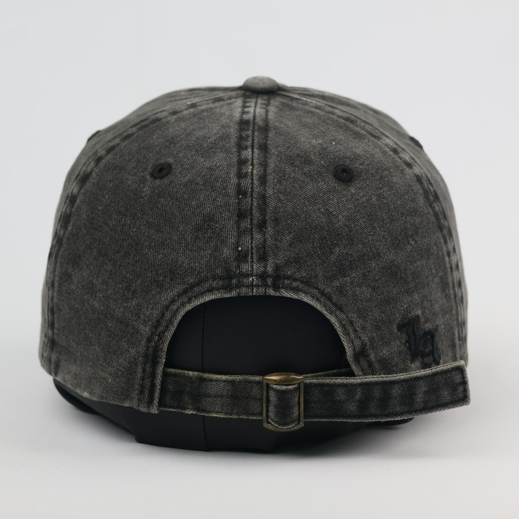 Thrifted Distressed Grey Baseball Cap with LA Embroidery