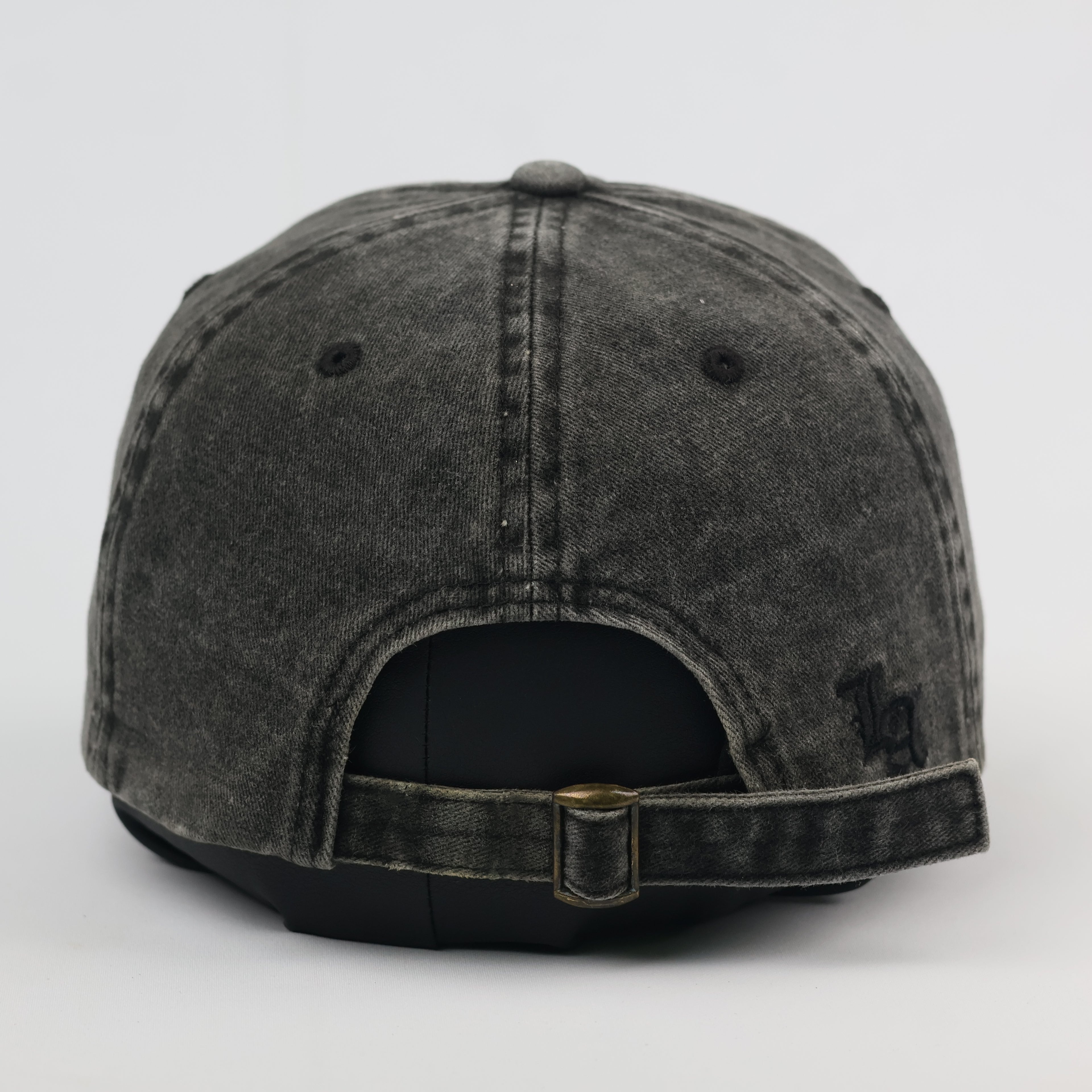 Thrifted Distressed Grey Baseball Cap with LA Embroidery