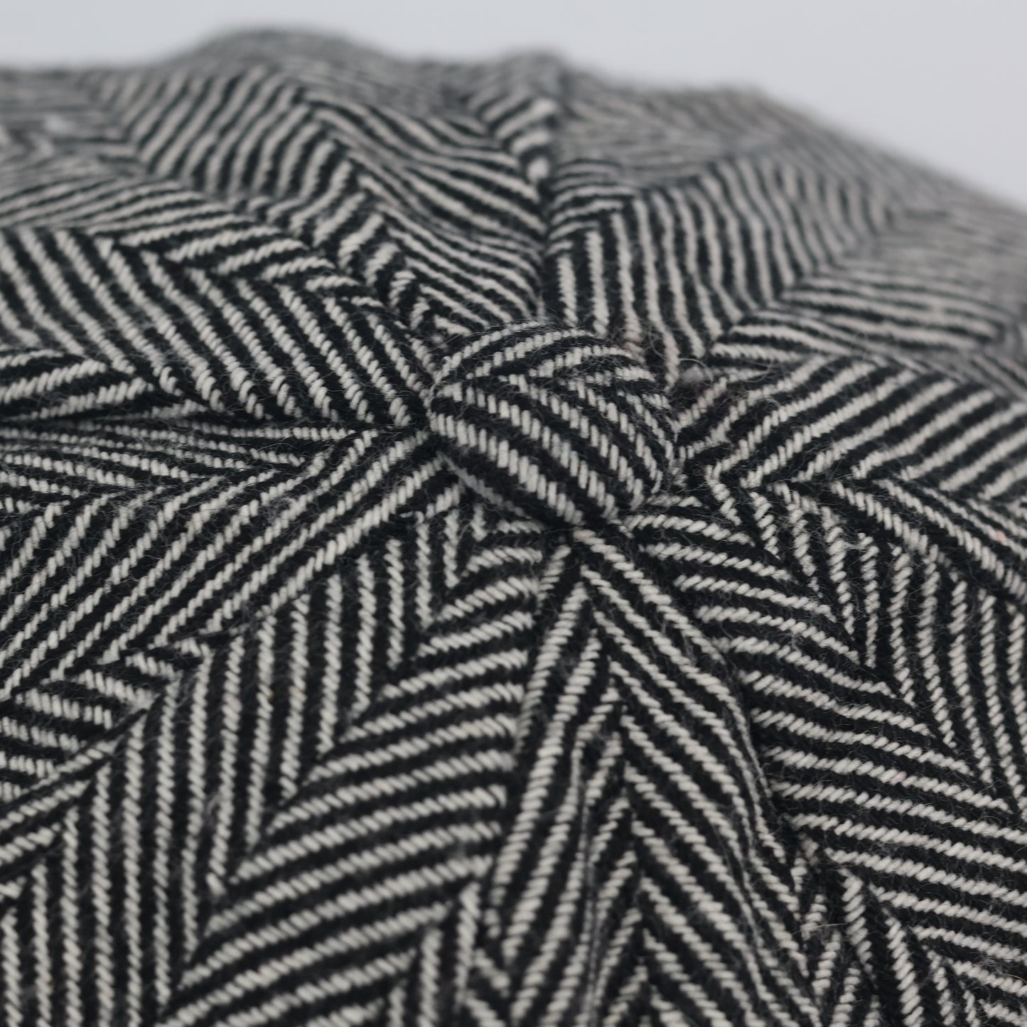 Vintage Herringbone Newsboy Thhrifted Cap - Classic Grey Tweed Flat Hat