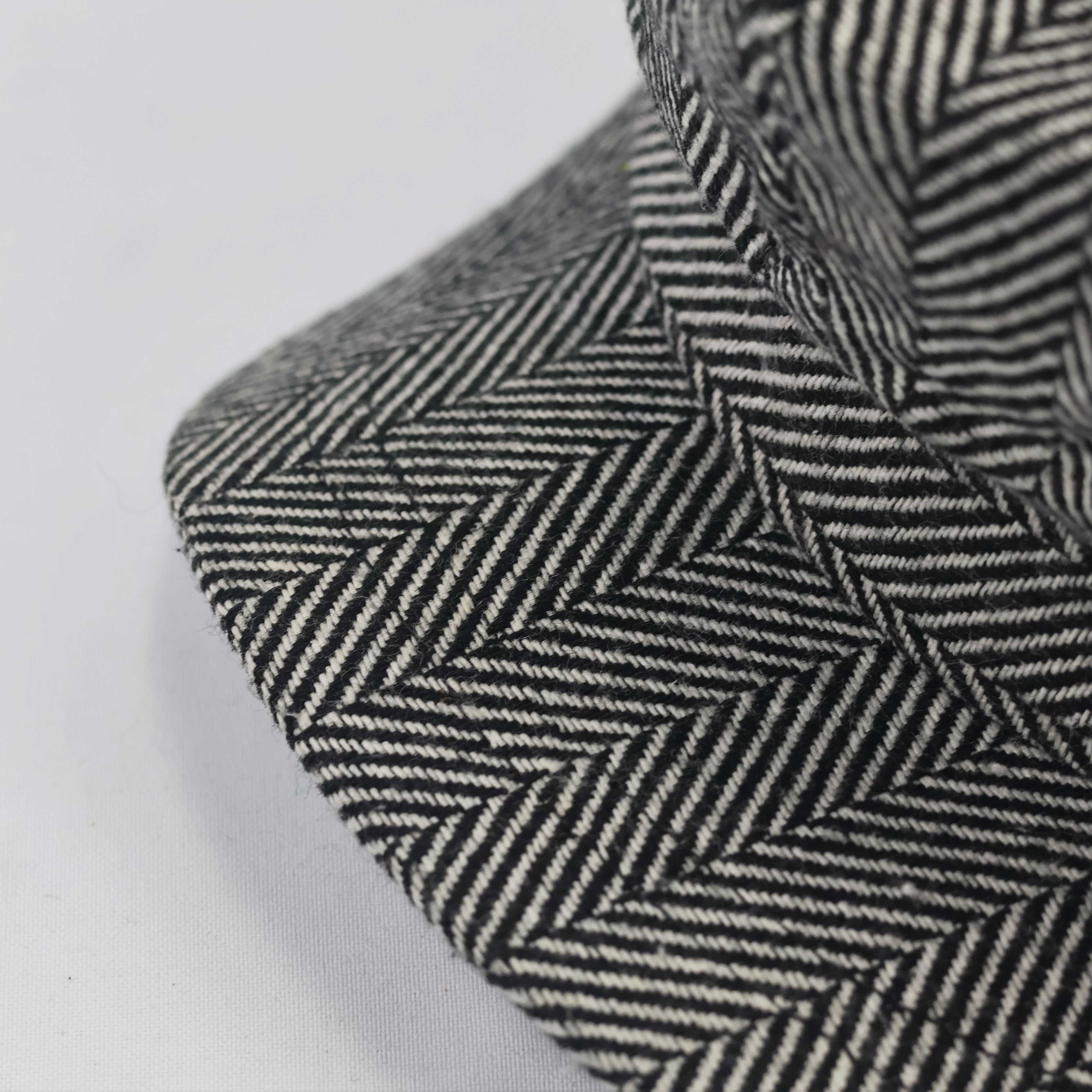 Vintage Herringbone Newsboy Thhrifted Cap - Classic Grey Tweed Flat Hat