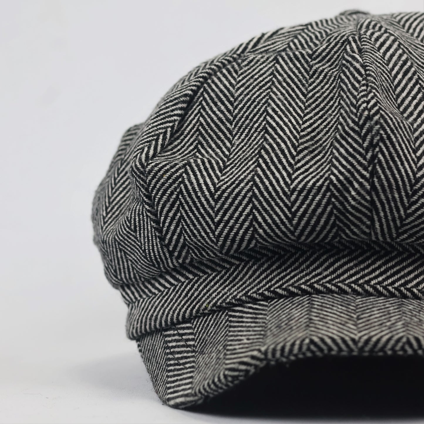 Vintage Herringbone Newsboy Thhrifted Cap - Classic Grey Tweed Flat Hat