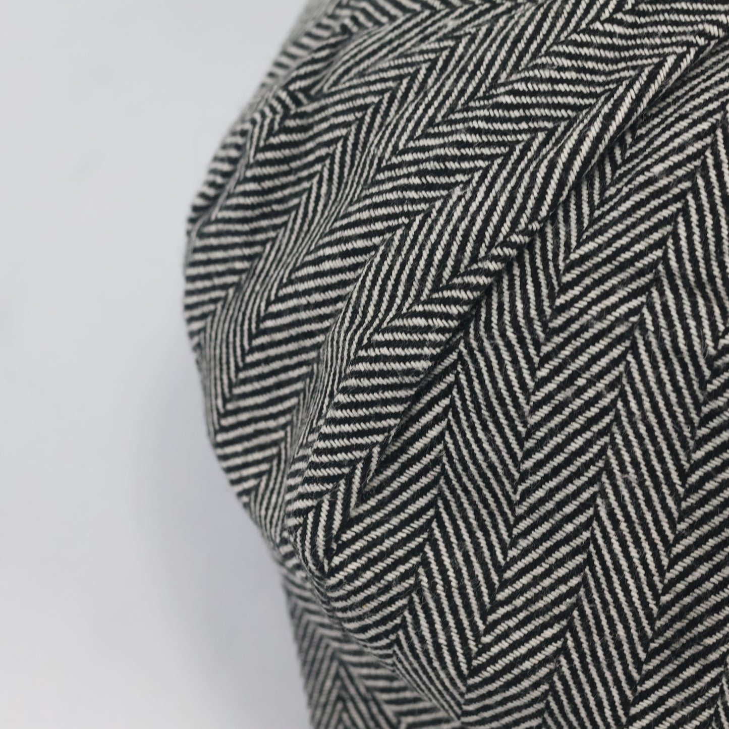 Vintage Herringbone Newsboy Thhrifted Cap - Classic Grey Tweed Flat Hat