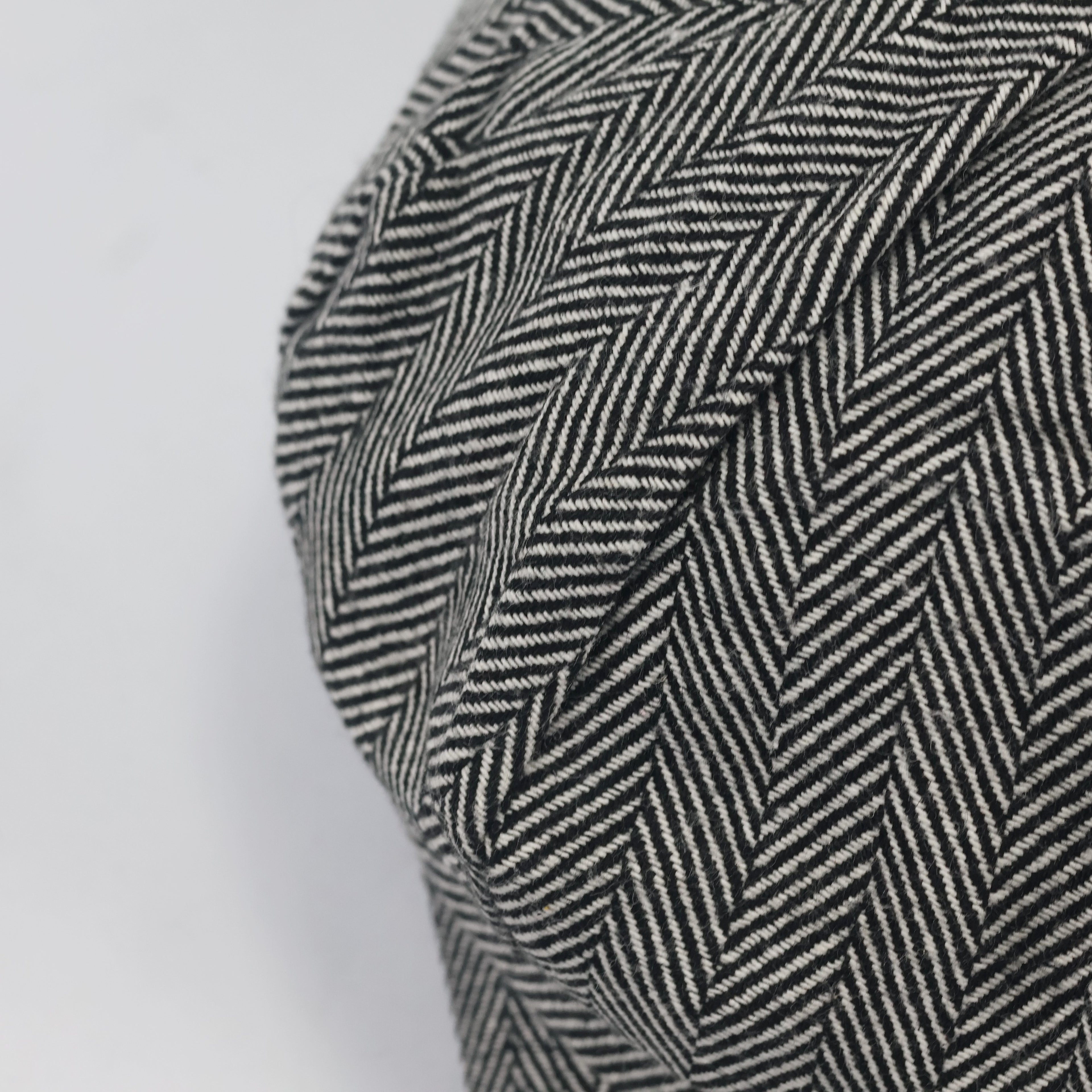 Vintage Herringbone Newsboy Thhrifted Cap - Classic Grey Tweed Flat Hat