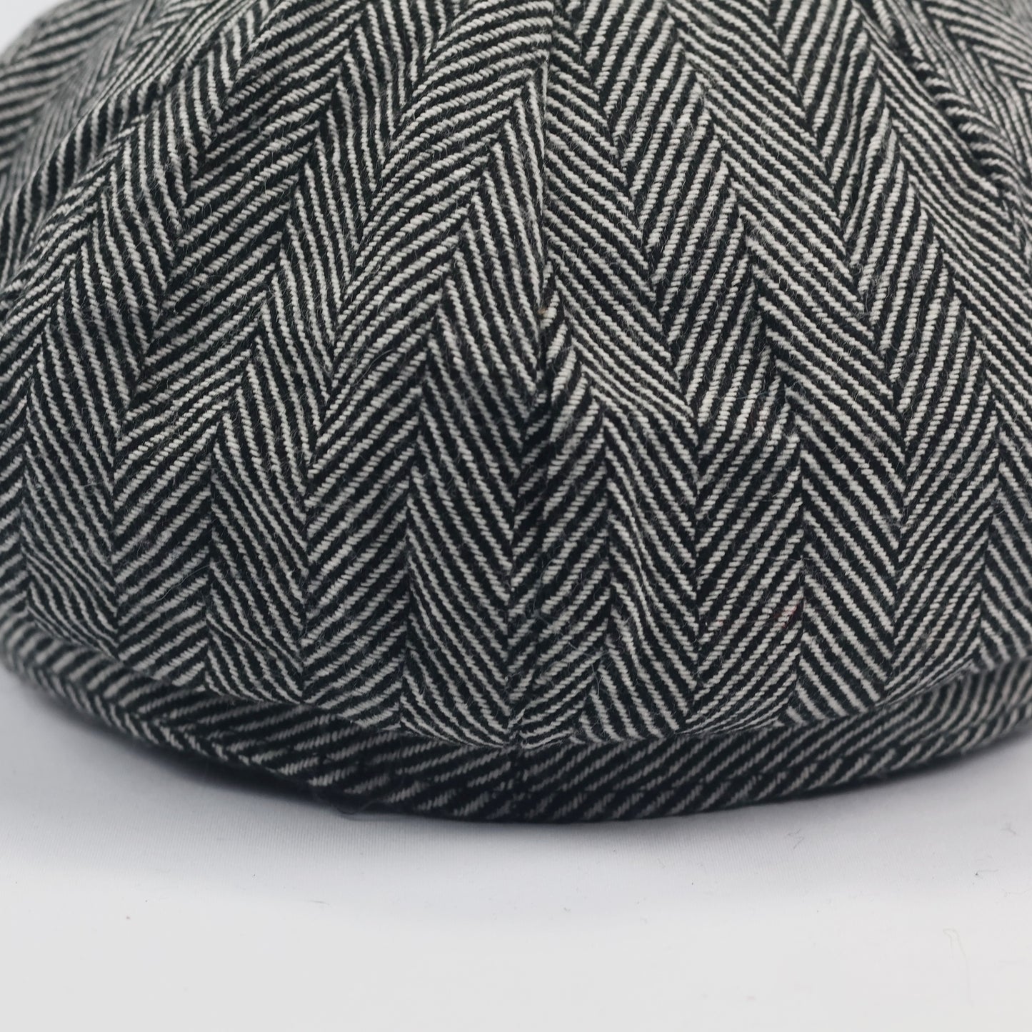 Vintage Herringbone Newsboy Thhrifted Cap - Classic Grey Tweed Flat Hat