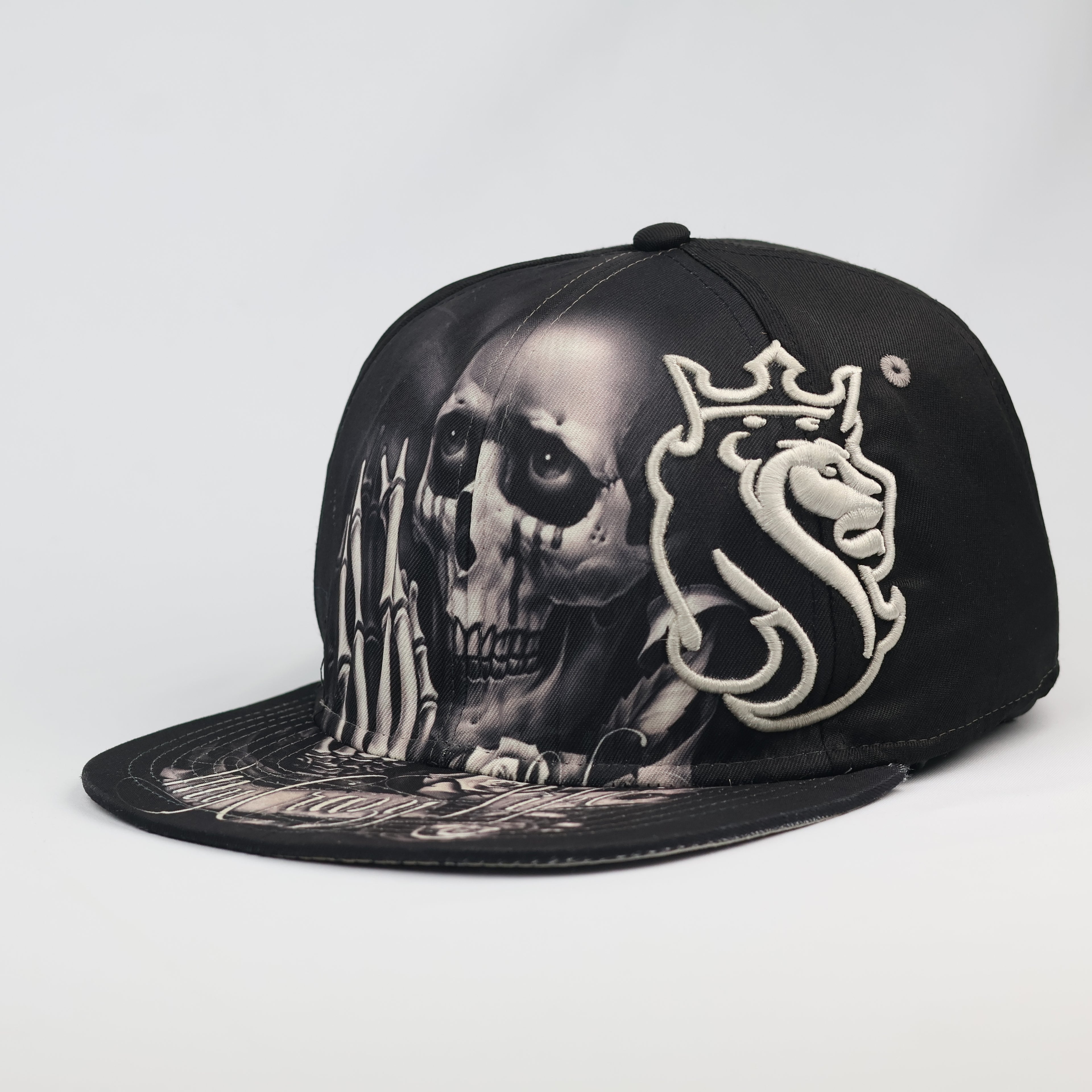 Vintage OG Chief Skull & Lion Snapback Thrifted Hat | Black Streetwear Cap