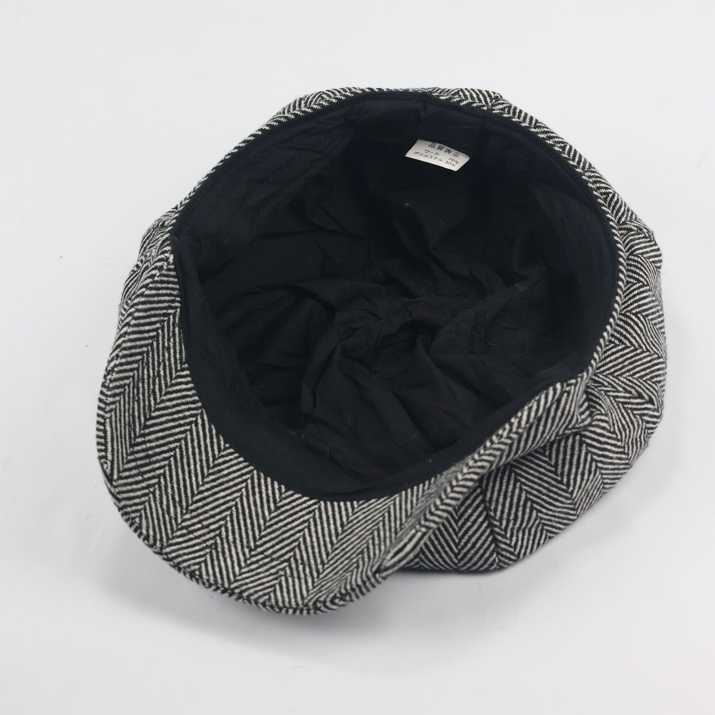 Vintage Herringbone Newsboy Thhrifted Cap - Classic Grey Tweed Flat Hat