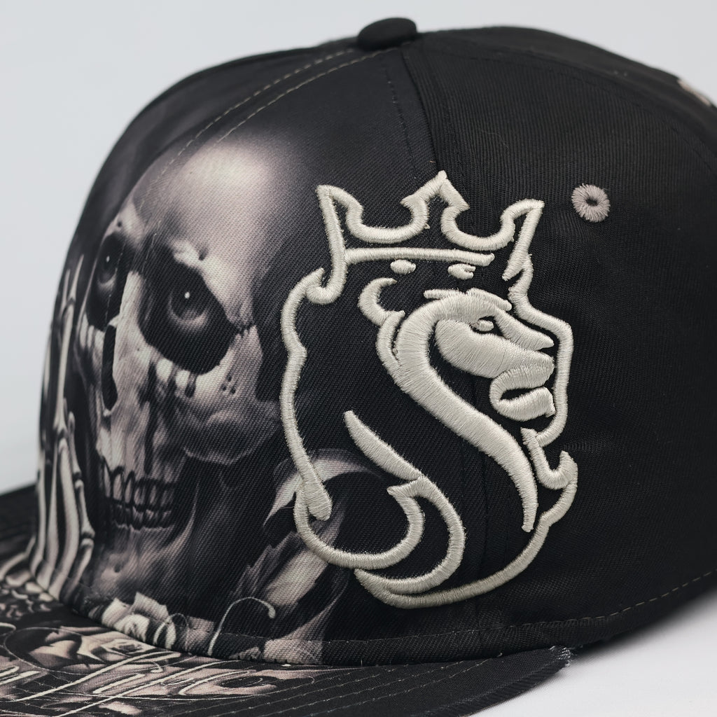 Vintage OG Chief Skull & Lion Snapback Thrifted Hat | Black Streetwear Cap