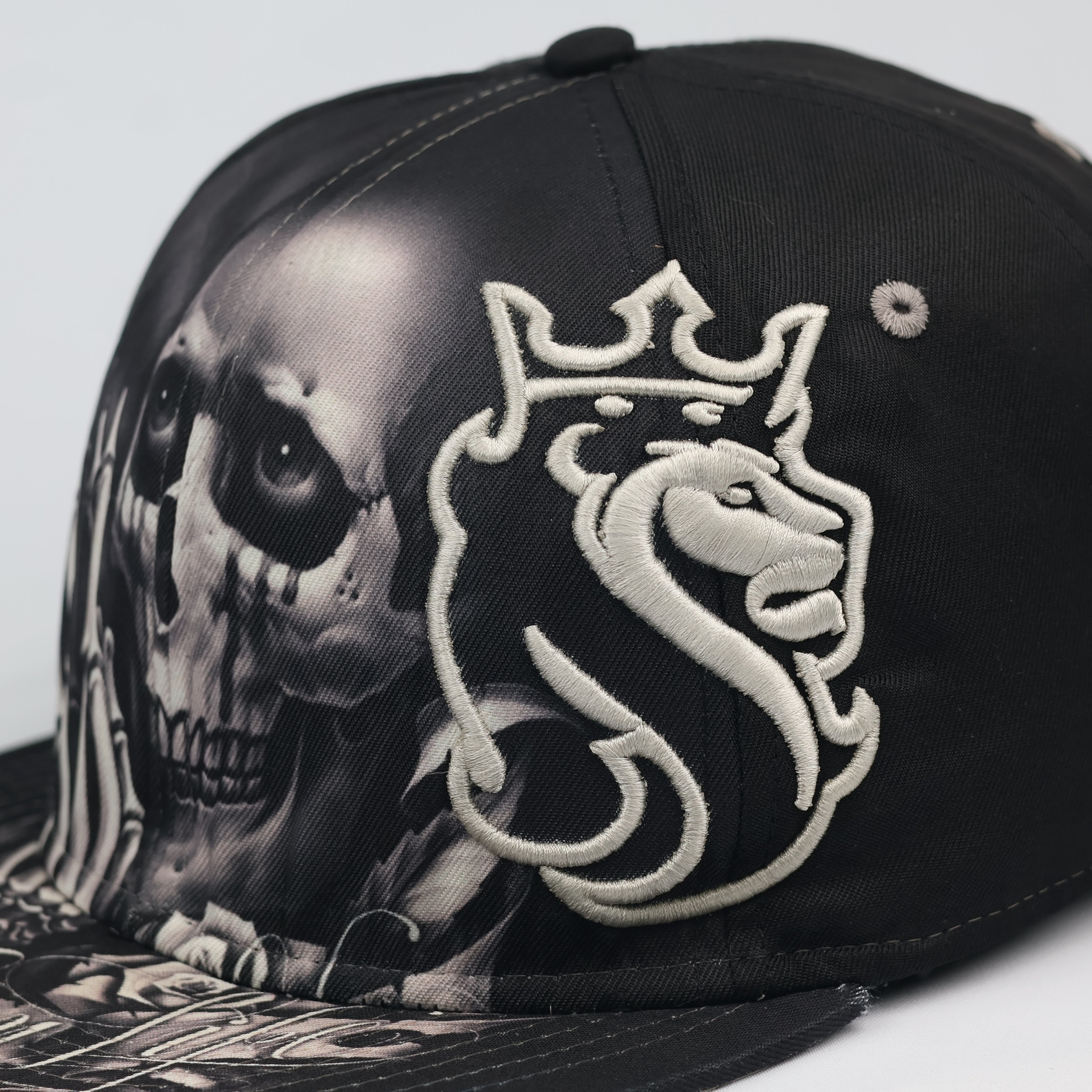 Vintage OG Chief Skull & Lion Snapback Thrifted Hat | Black Streetwear Cap
