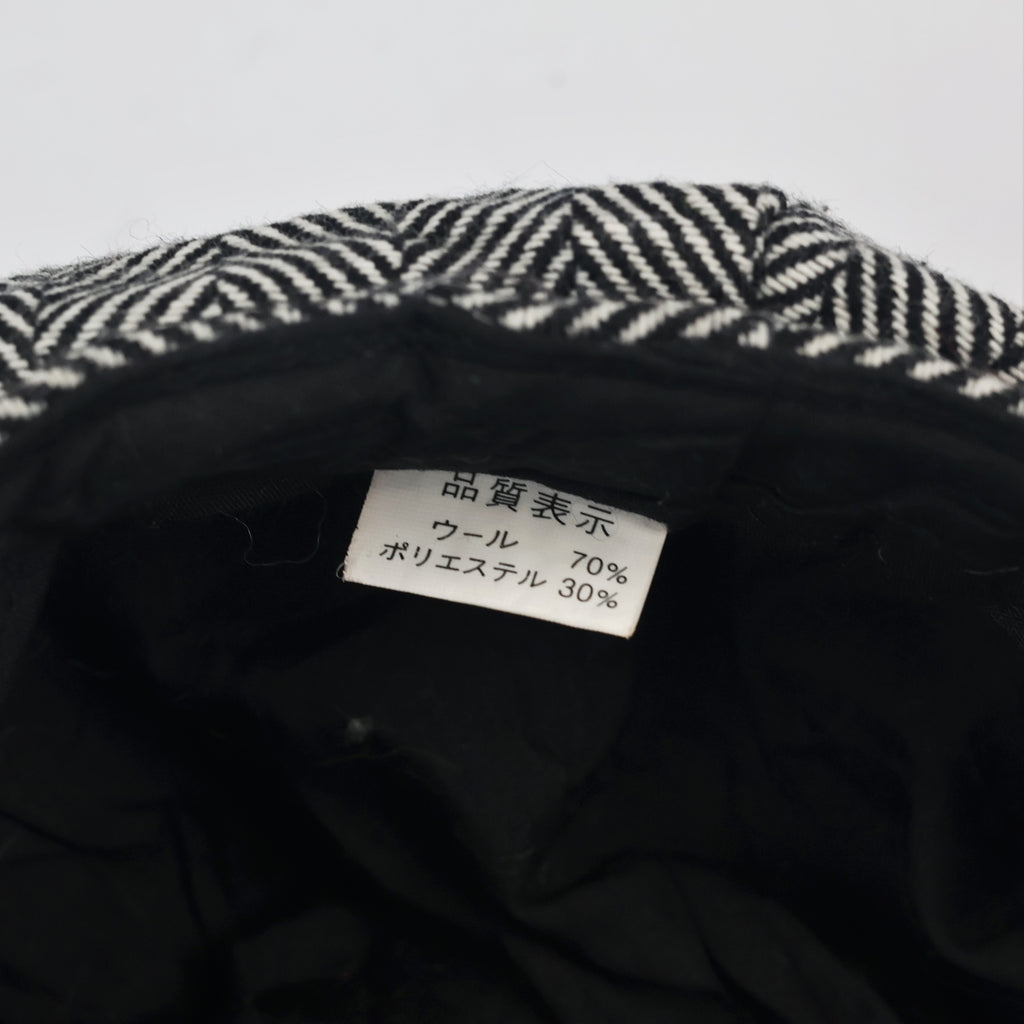 Vintage Herringbone Newsboy Thhrifted Cap - Classic Grey Tweed Flat Hat
