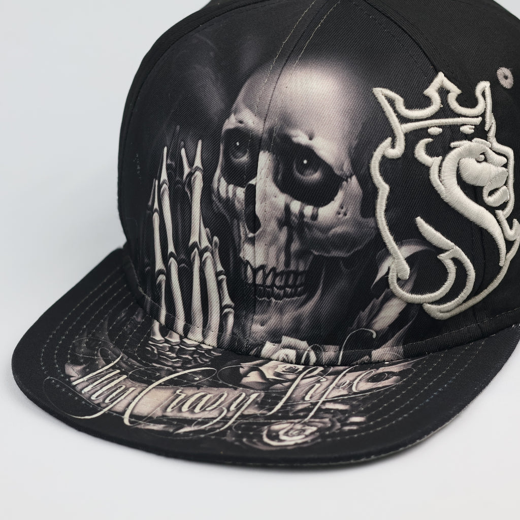 Vintage OG Chief Skull & Lion Snapback Thrifted Hat | Black Streetwear Cap