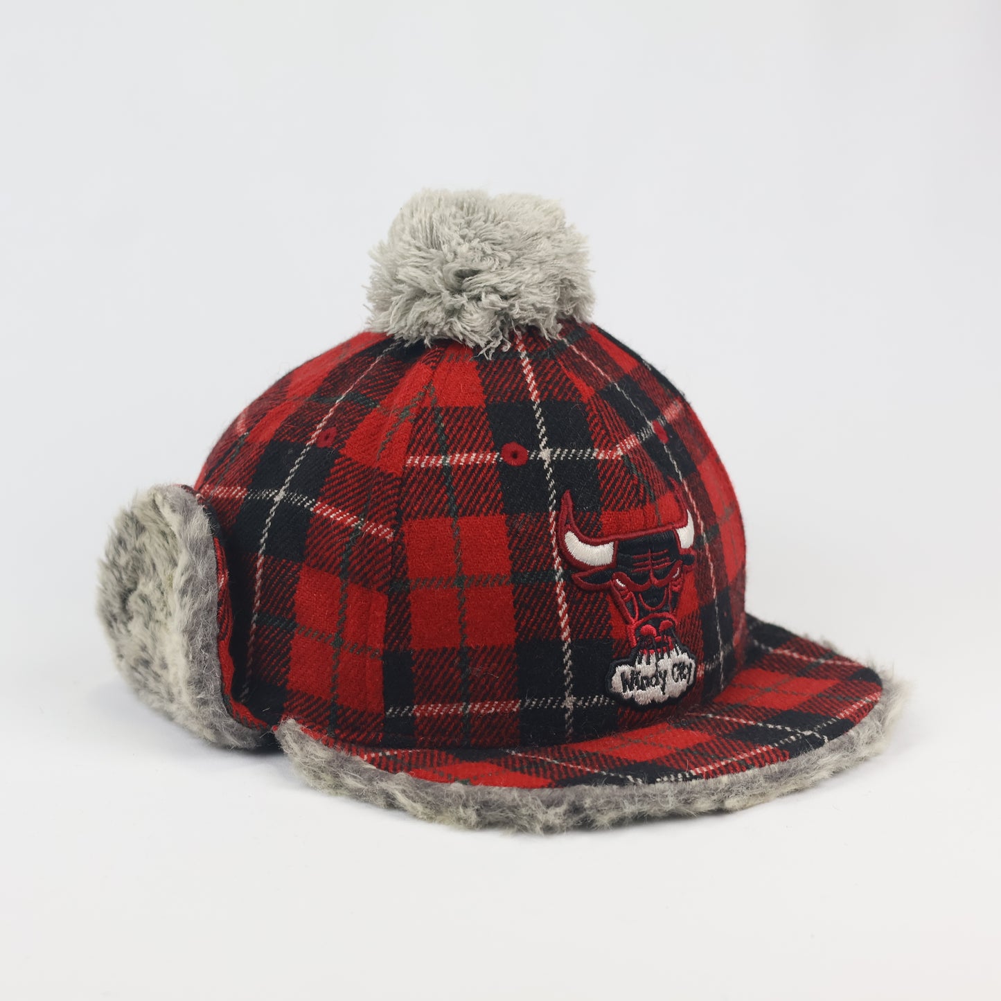 Vintage NBA Chicago Bulls Plaid Trapper Thrifted Hat - Windy City Edition