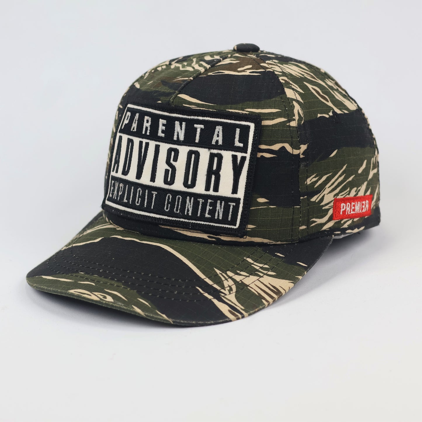 Vintage Premier Parental Advisory Thrifted Snapback - Tiger Camo Edition