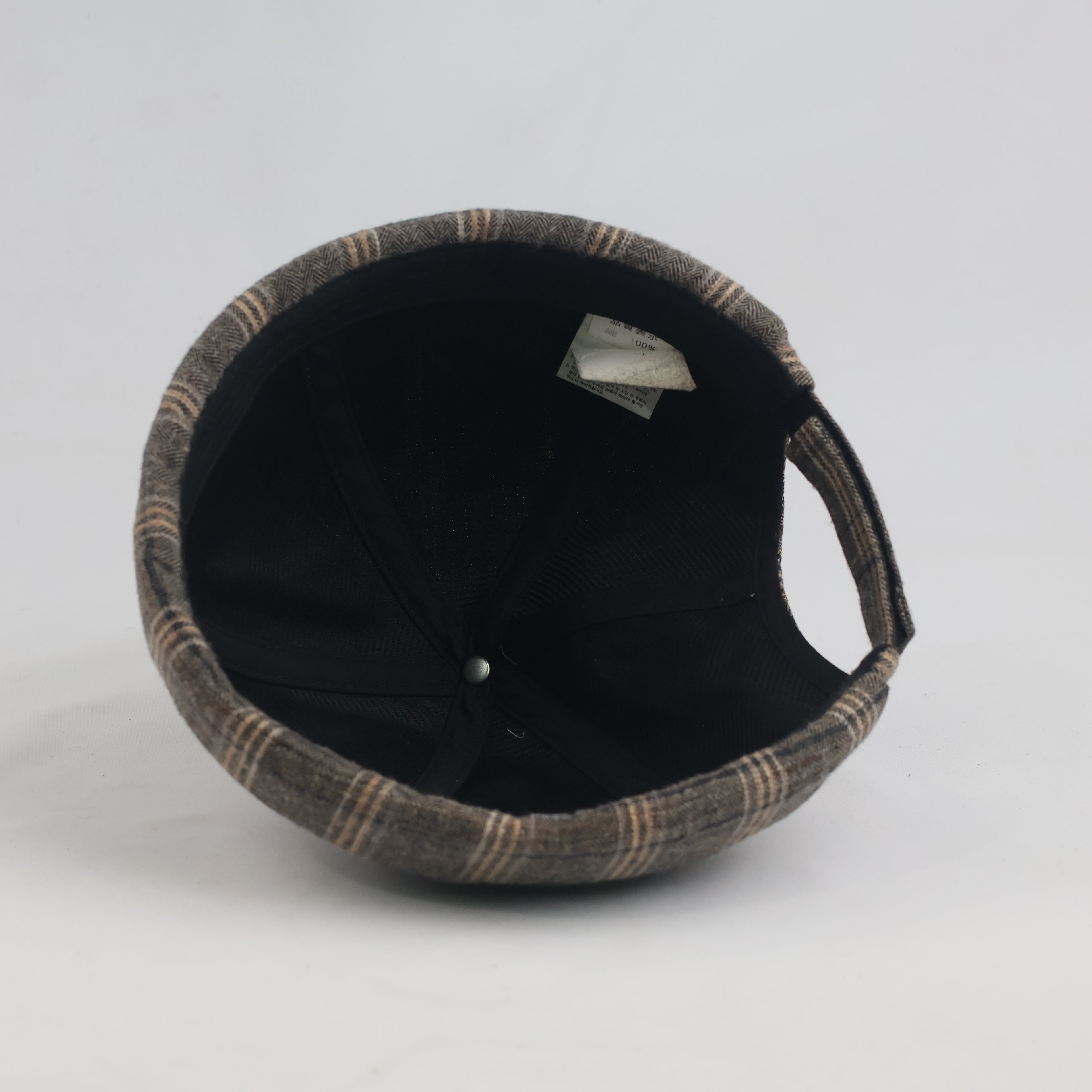Thrifted Brown Plaid Miki Hat | Brimless Docker Beanie Cap