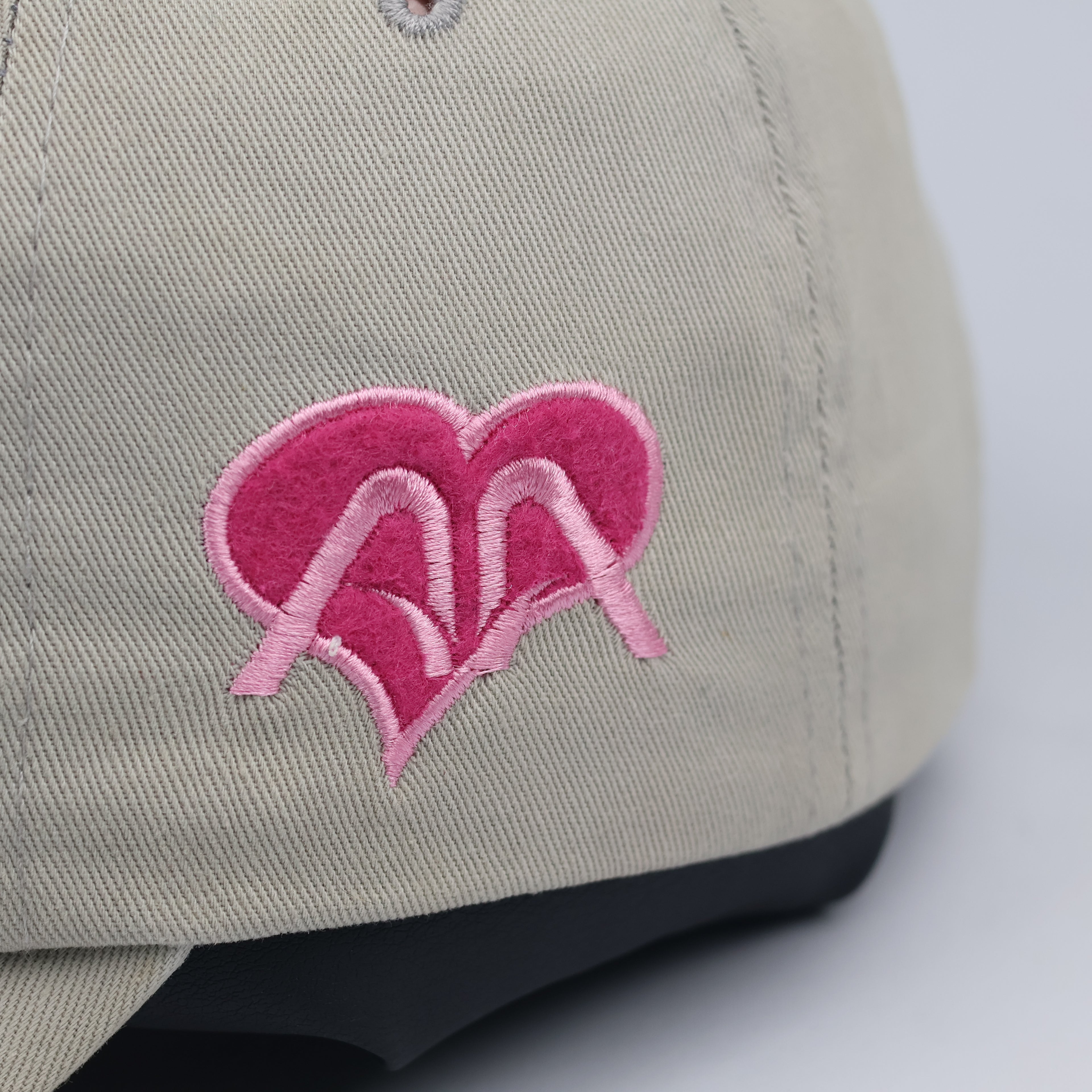Vintage Aoyima "Girls" Embroidered Hat | Y2K Beige & Pink Heart Cap