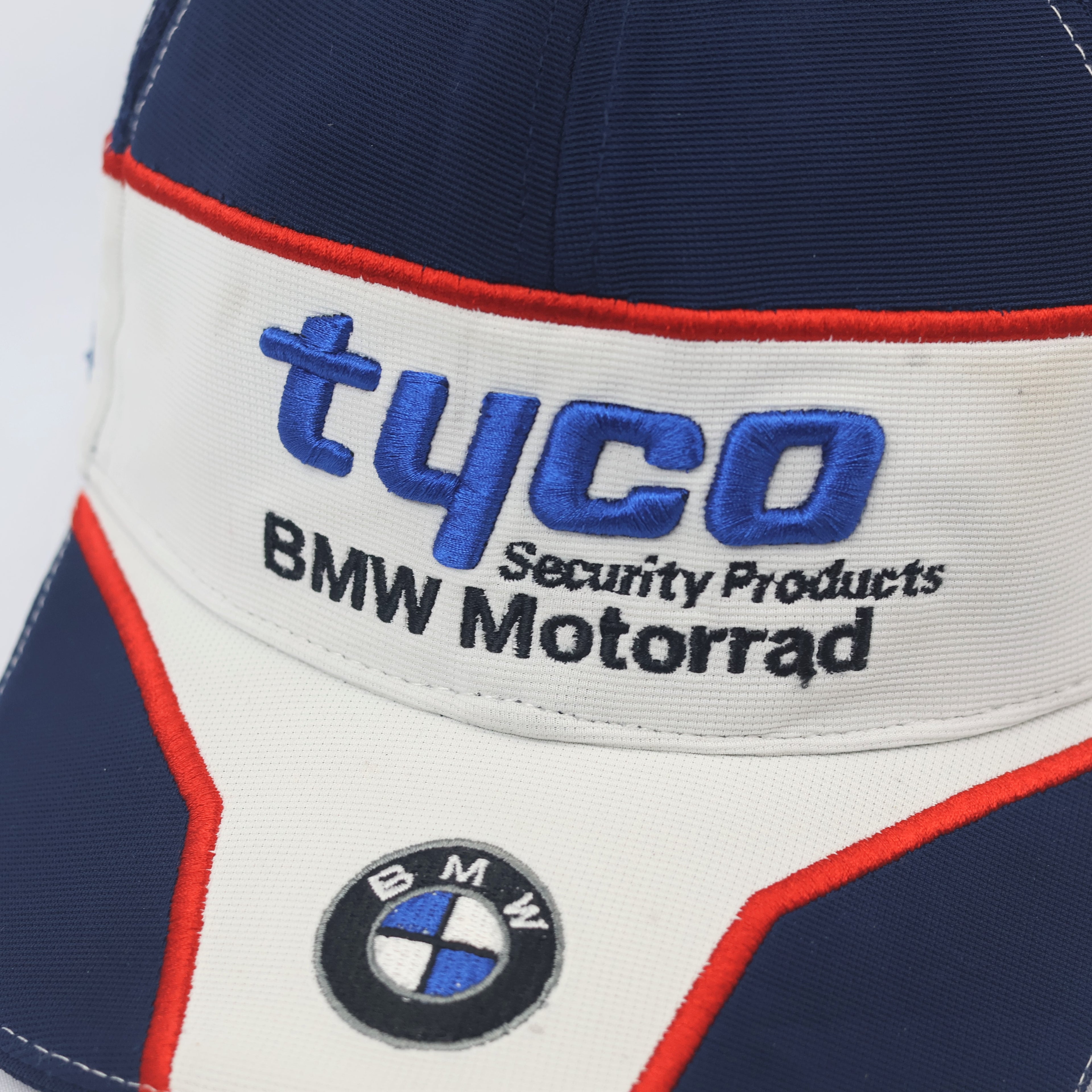 BMW Motorrad Motorsport Baseball Thrifted Cap - Blue, White & Red Racing Hat