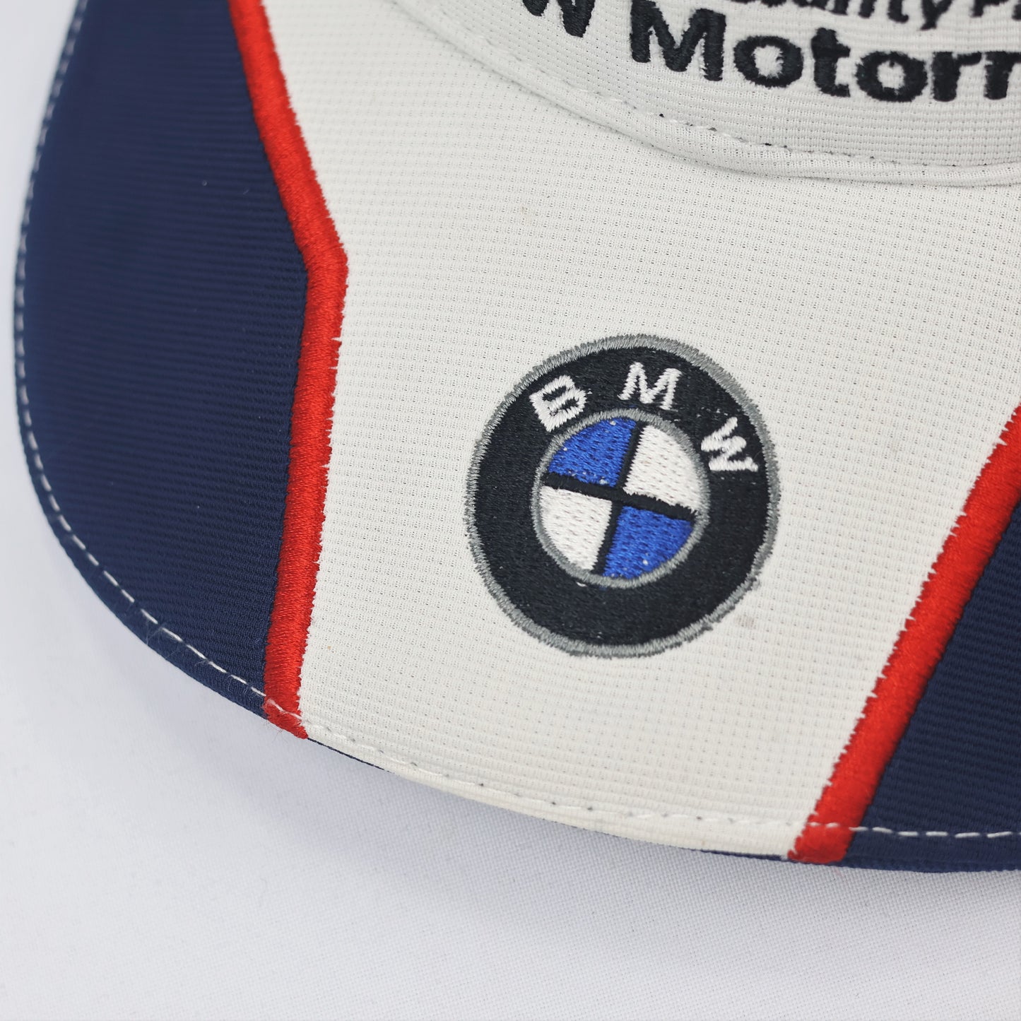 BMW Motorrad Motorsport Baseball Thrifted Cap - Blue, White & Red Racing Hat