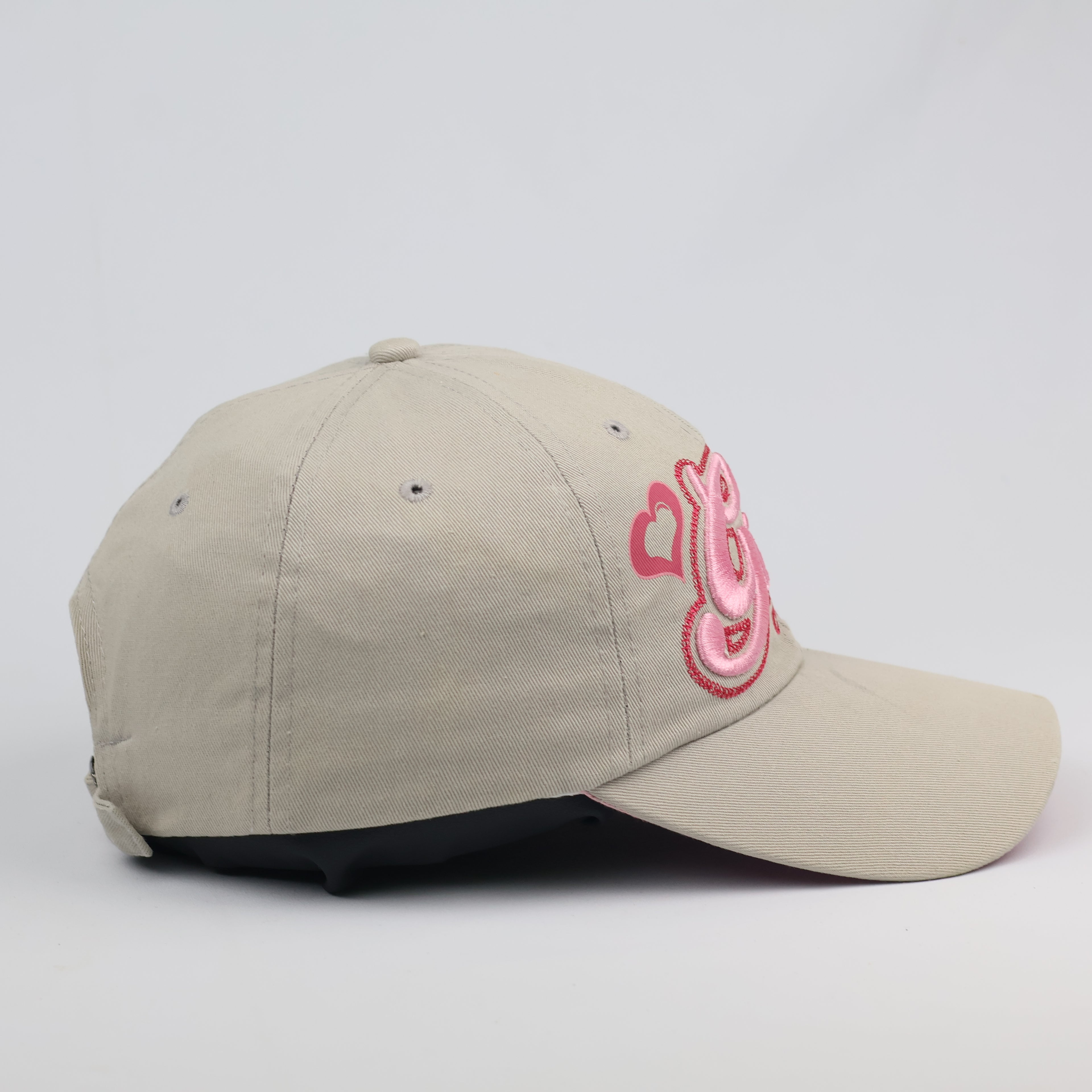 Vintage Aoyima "Girls" Embroidered Hat | Y2K Beige & Pink Heart Cap