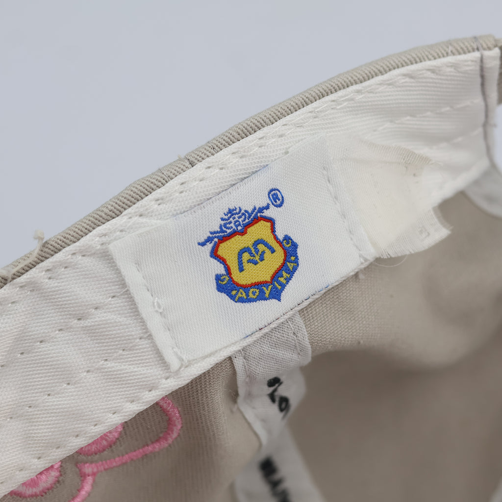 Vintage Aoyima "Girls" Embroidered Hat | Y2K Beige & Pink Heart Cap