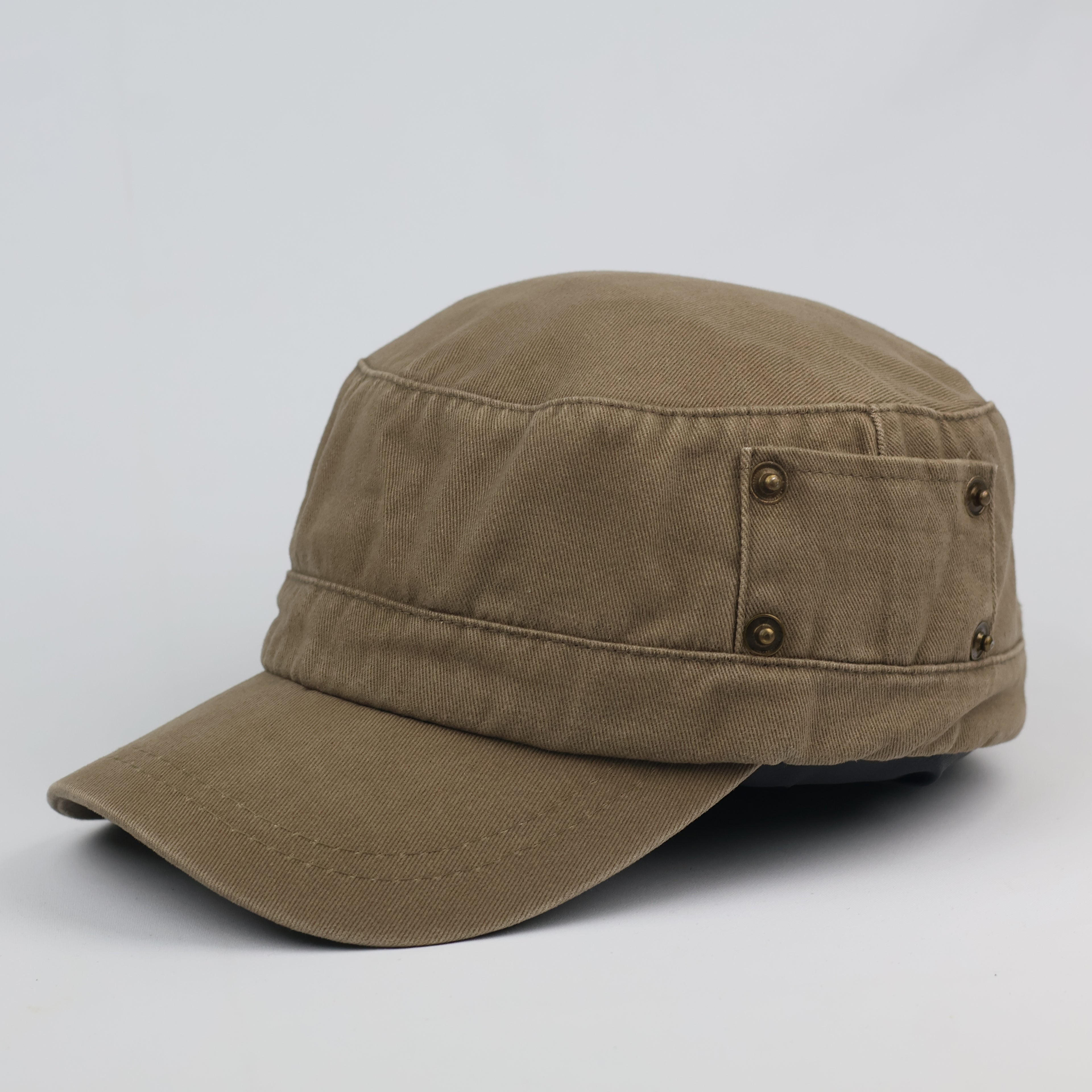 Vintage Daiz Military Cadet Thrifted Hat | Khaki Brown Cotton Utility Cap