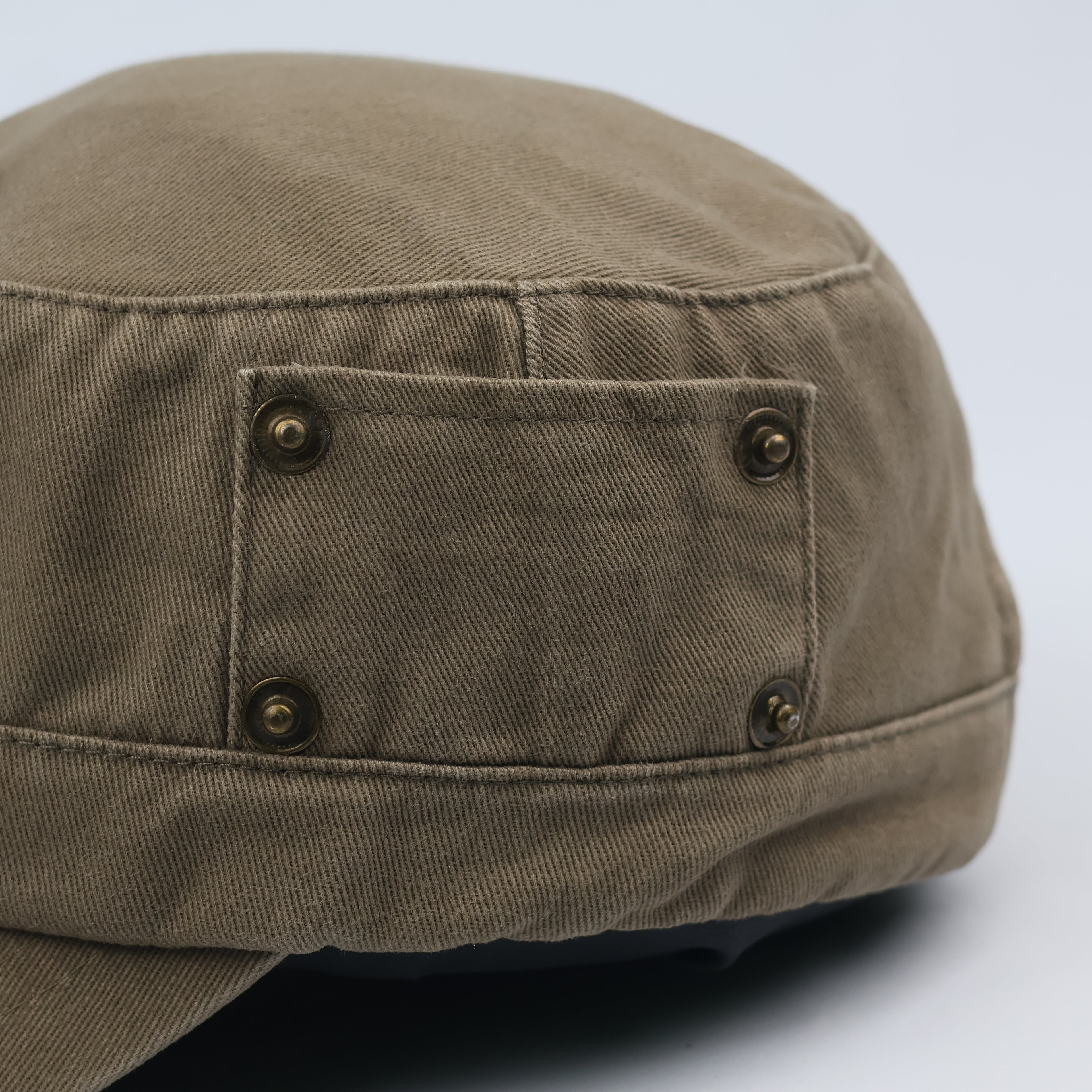 Vintage Daiz Military Cadet Thrifted Hat | Khaki Brown Cotton Utility Cap