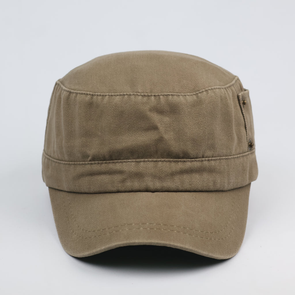 Vintage Daiz Military Cadet Thrifted Hat | Khaki Brown Cotton Utility Cap