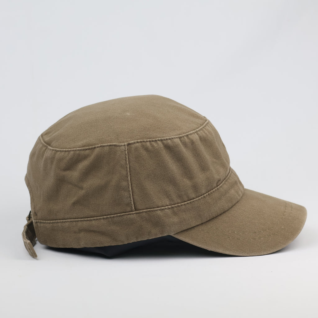 Vintage Daiz Military Cadet Thrifted Hat | Khaki Brown Cotton Utility Cap