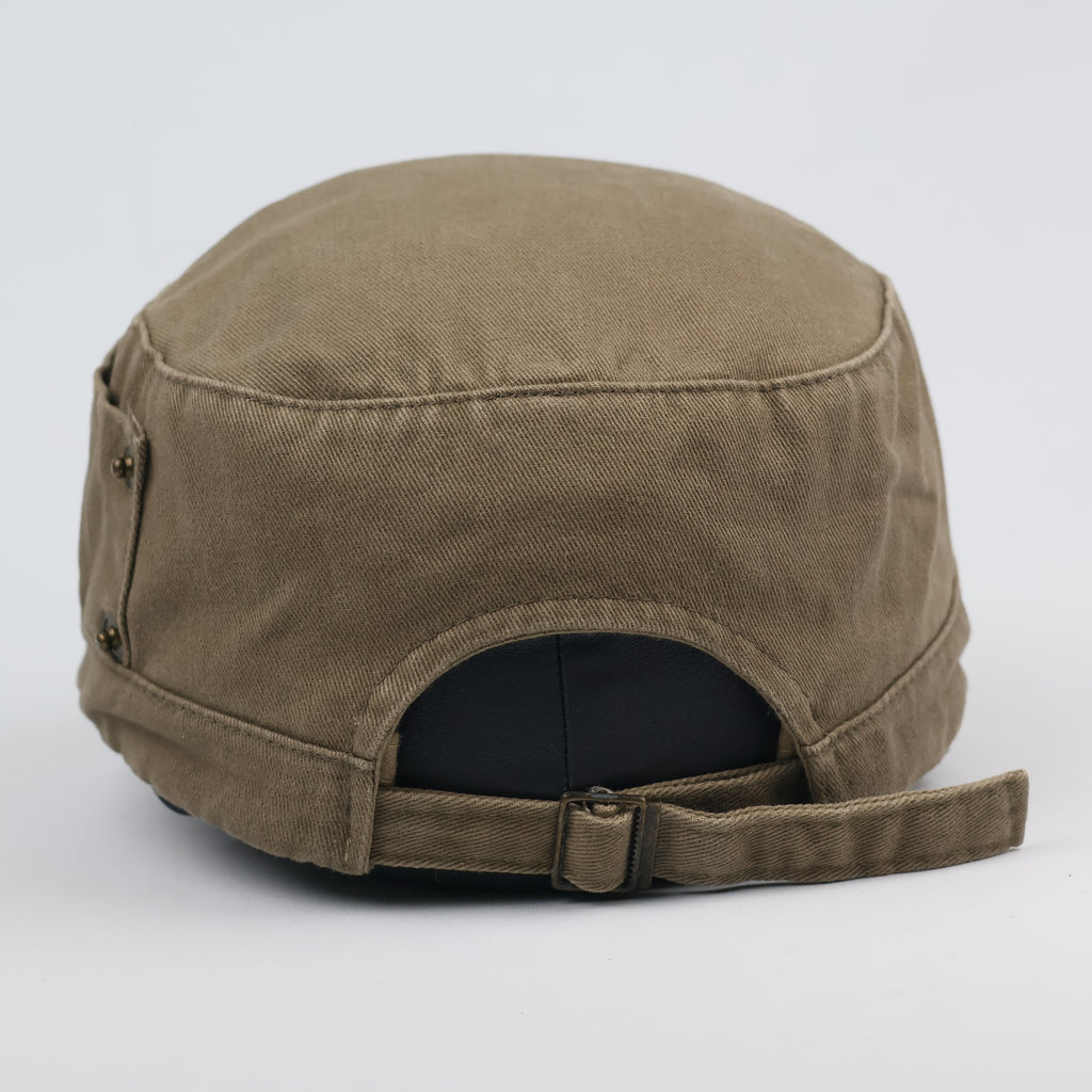 Vintage Daiz Military Cadet Thrifted Hat | Khaki Brown Cotton Utility Cap