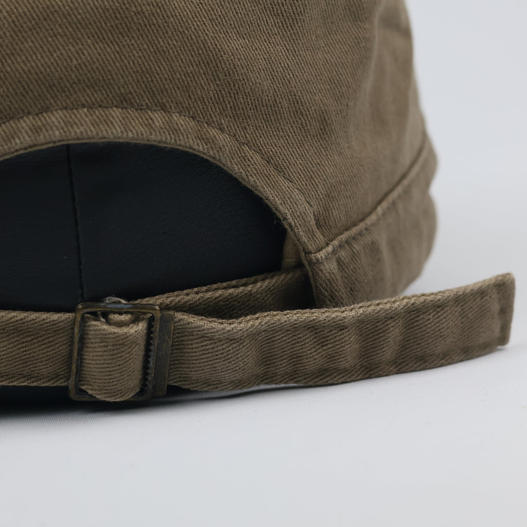Vintage Daiz Military Cadet Thrifted Hat | Khaki Brown Cotton Utility Cap