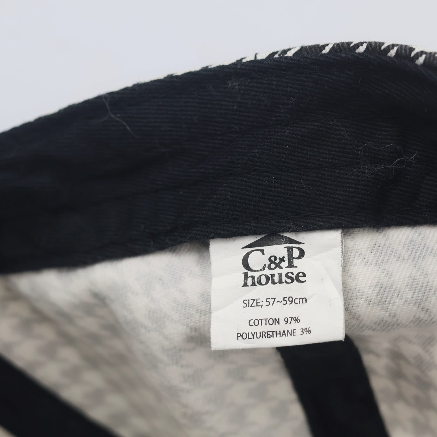 Vintage Olympos Houndstooth Snapback Thrifted Hat - Black & White Crown Cap