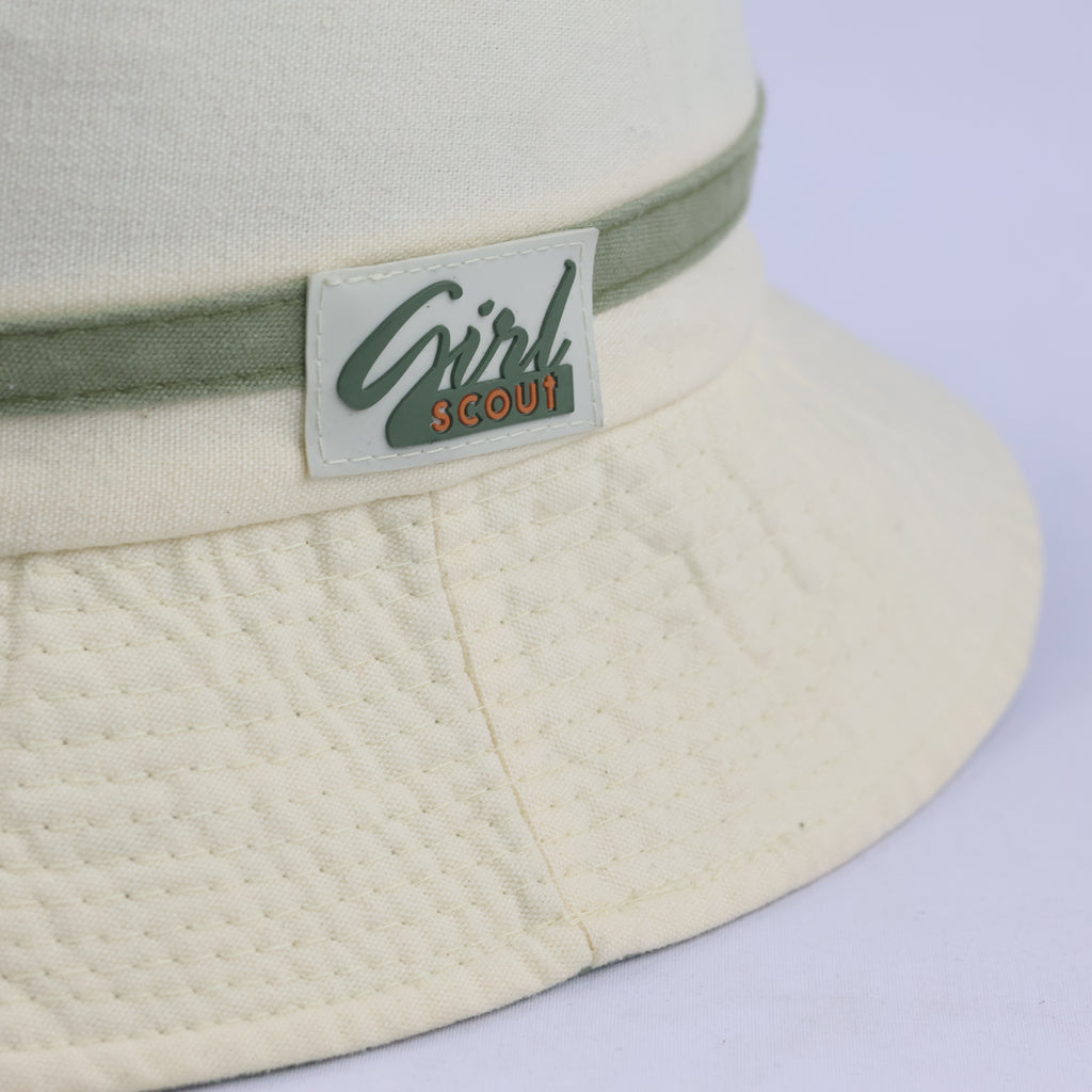 Thrifted Girl Scout Cream & Olive Two-Tone Sun Bucket Hat (57 cm)