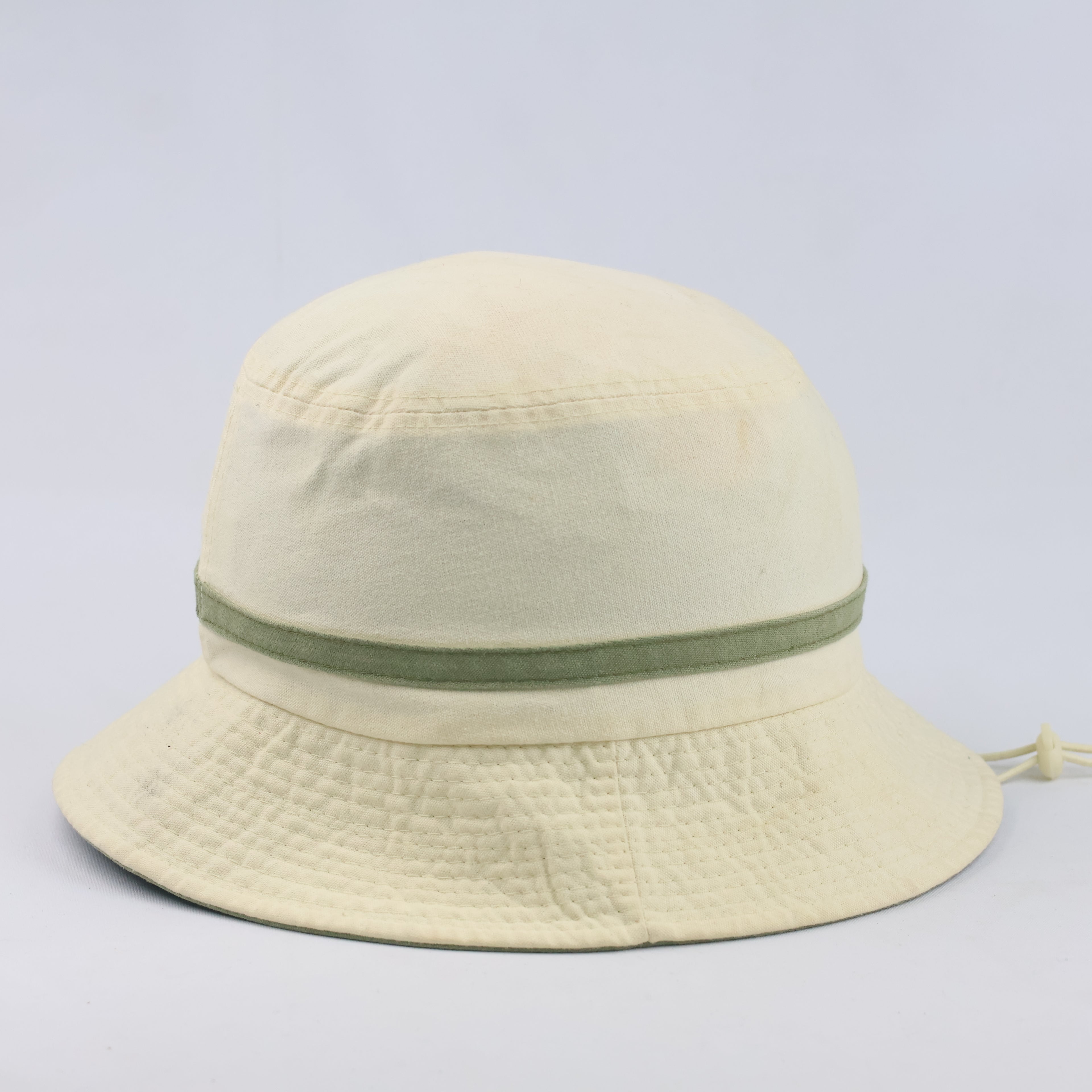 Thrifted Girl Scout Cream & Olive Two-Tone Sun Bucket Hat (57 cm)