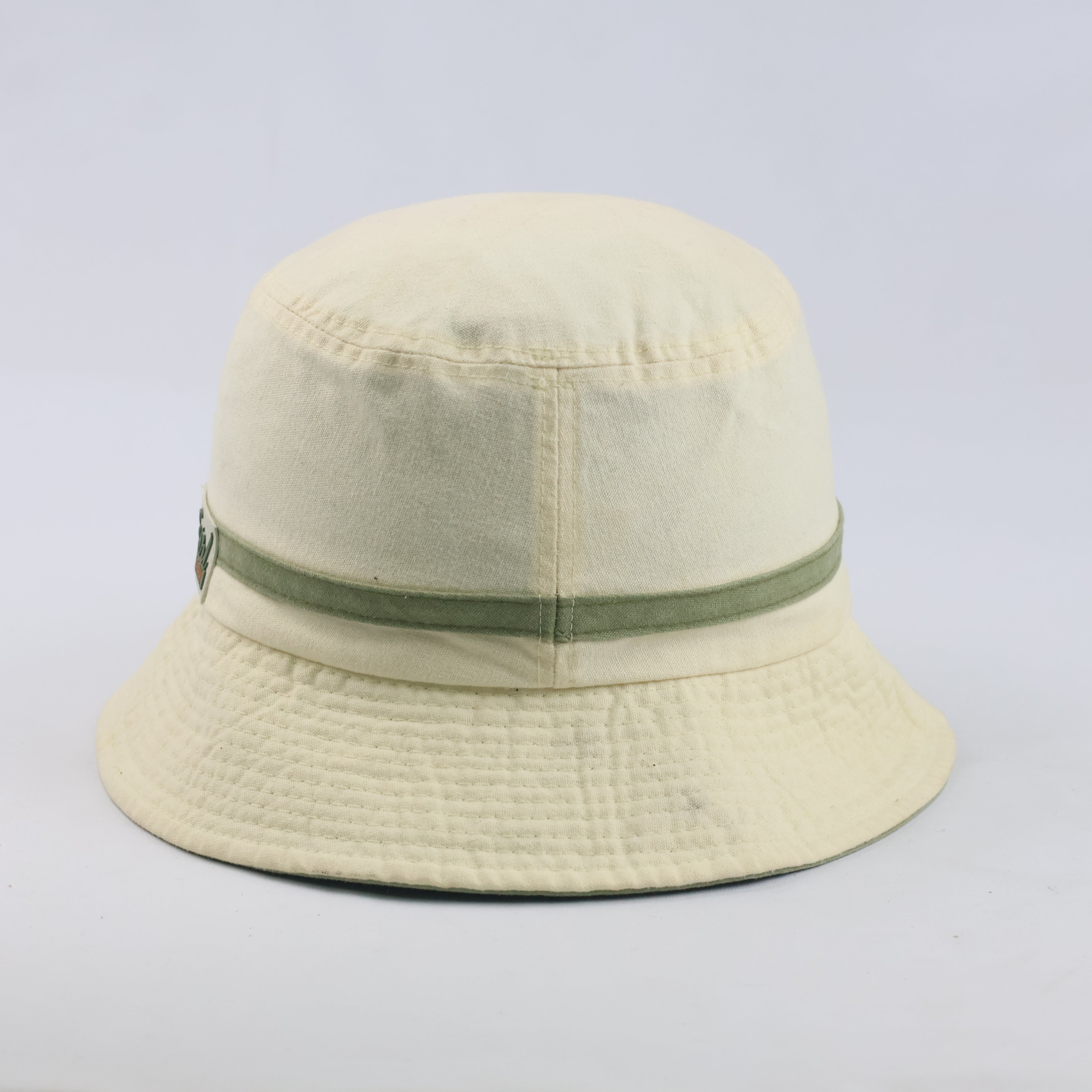 Thrifted Girl Scout Cream & Olive Two-Tone Sun Bucket Hat (57 cm)