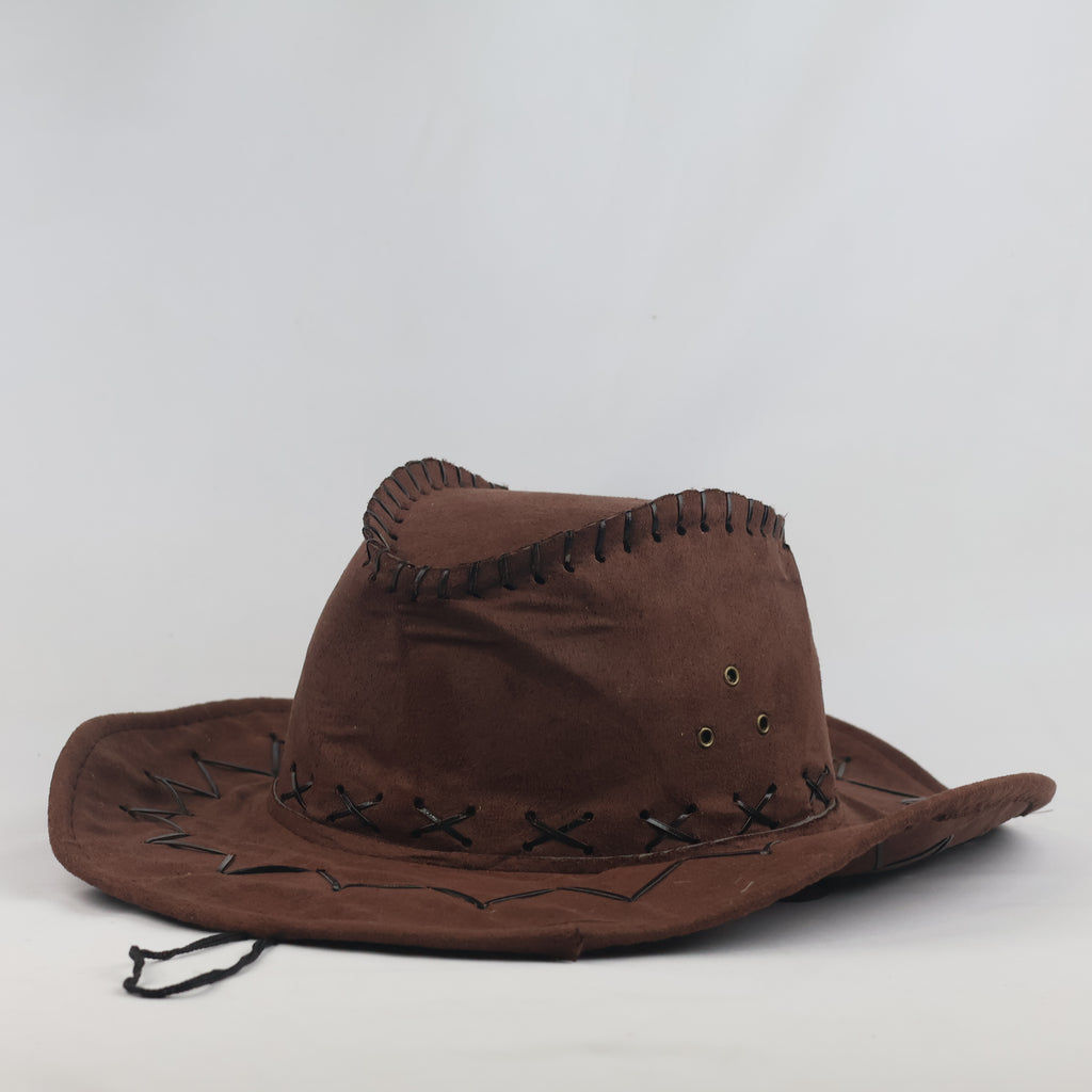 Thrifted Brown Faux Suede Outback Cowboy Hat (56-58 cm)