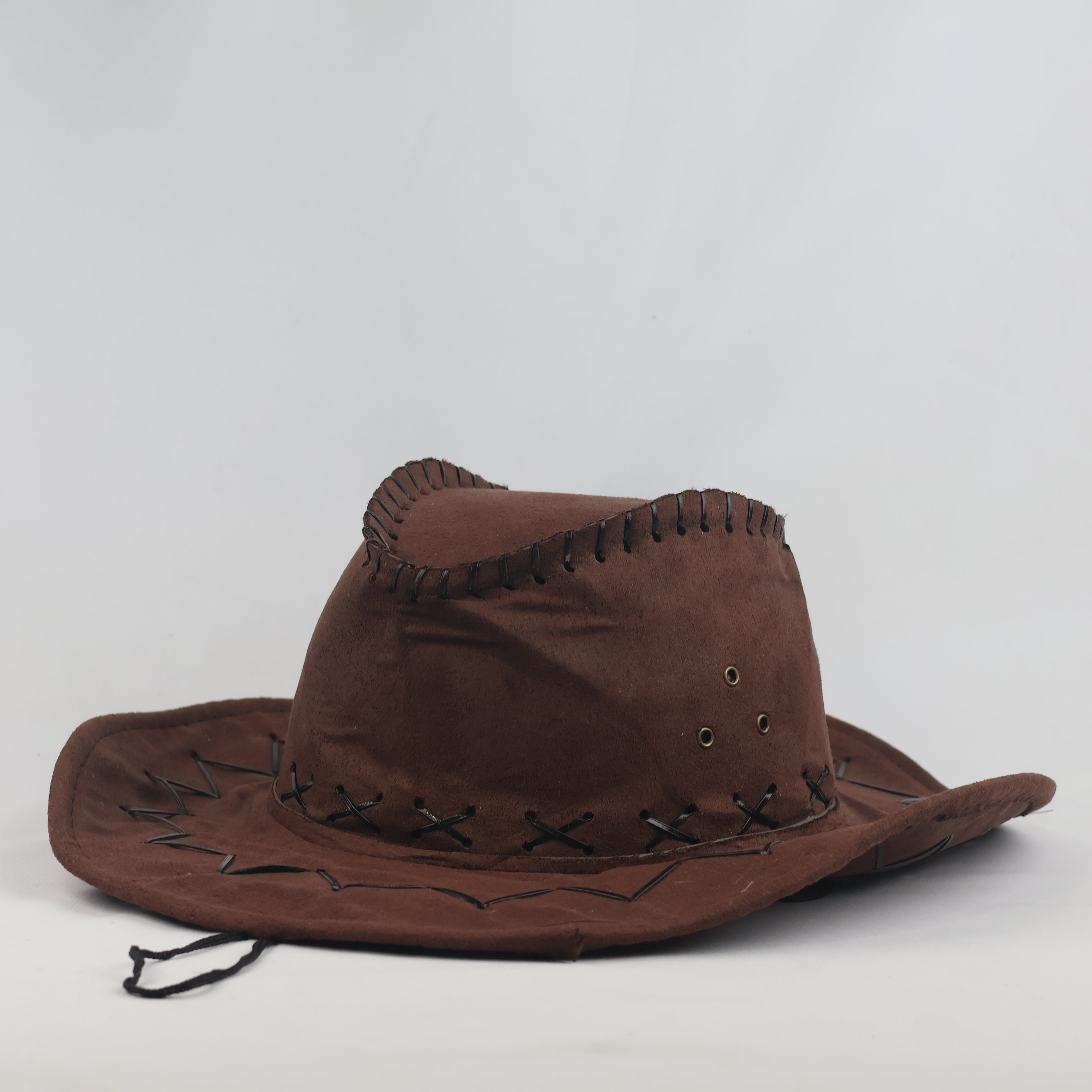 Thrifted Brown Faux Suede Outback Cowboy Hat (56-58 cm)