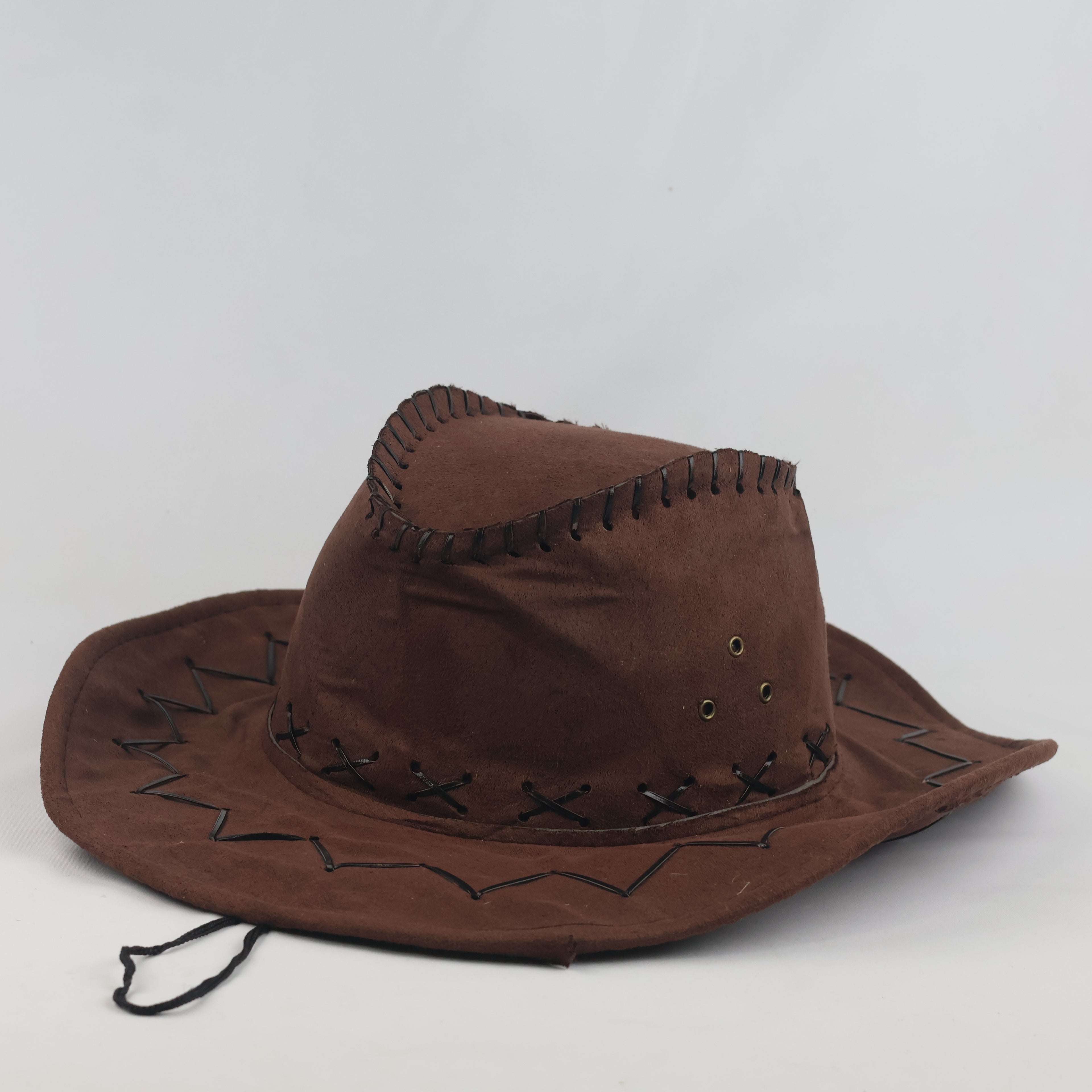 Thrifted Brown Faux Suede Outback Cowboy Hat (56-58 cm)