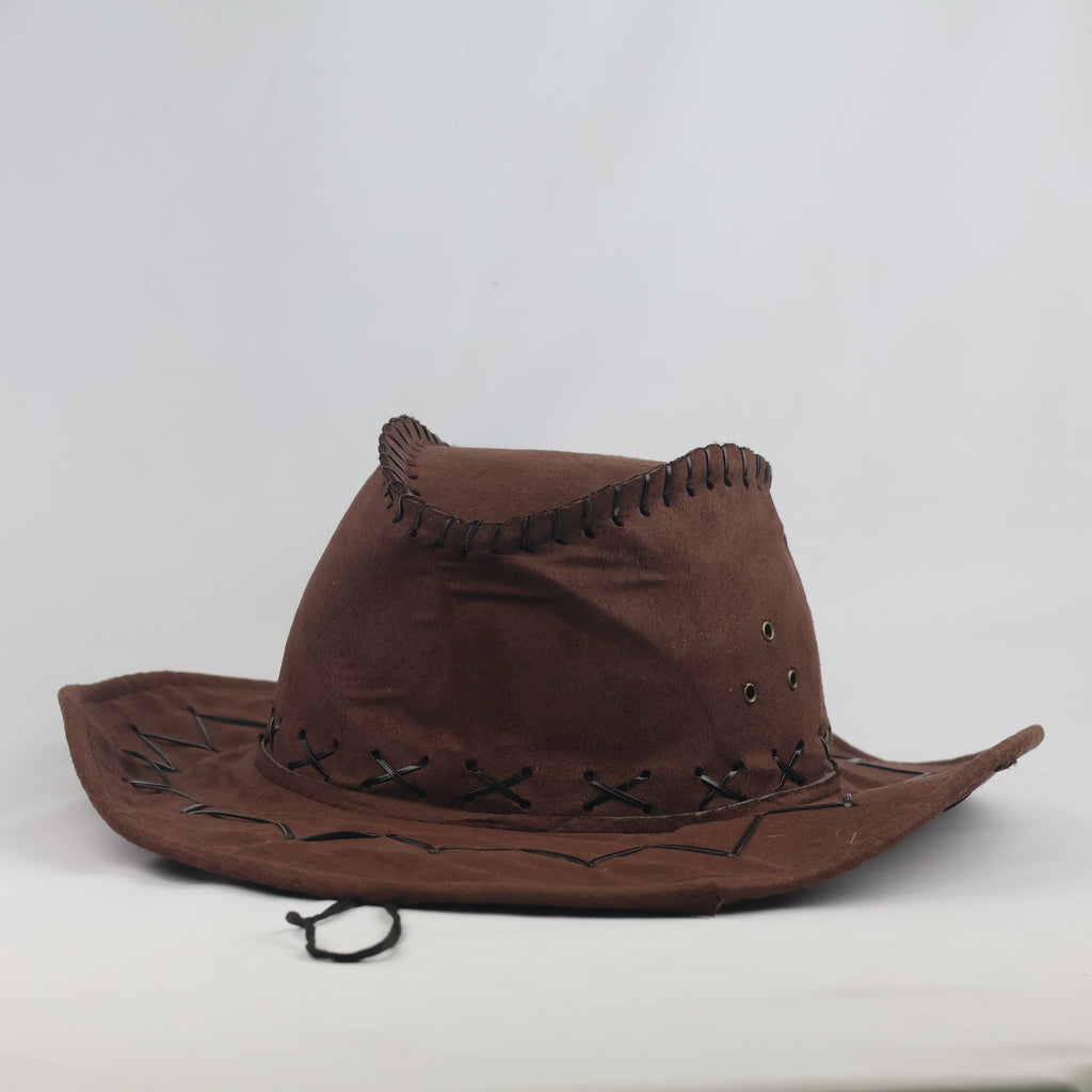 Thrifted Brown Faux Suede Outback Cowboy Hat (56-58 cm)