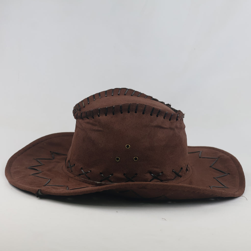 Thrifted Brown Faux Suede Outback Cowboy Hat (56-58 cm)