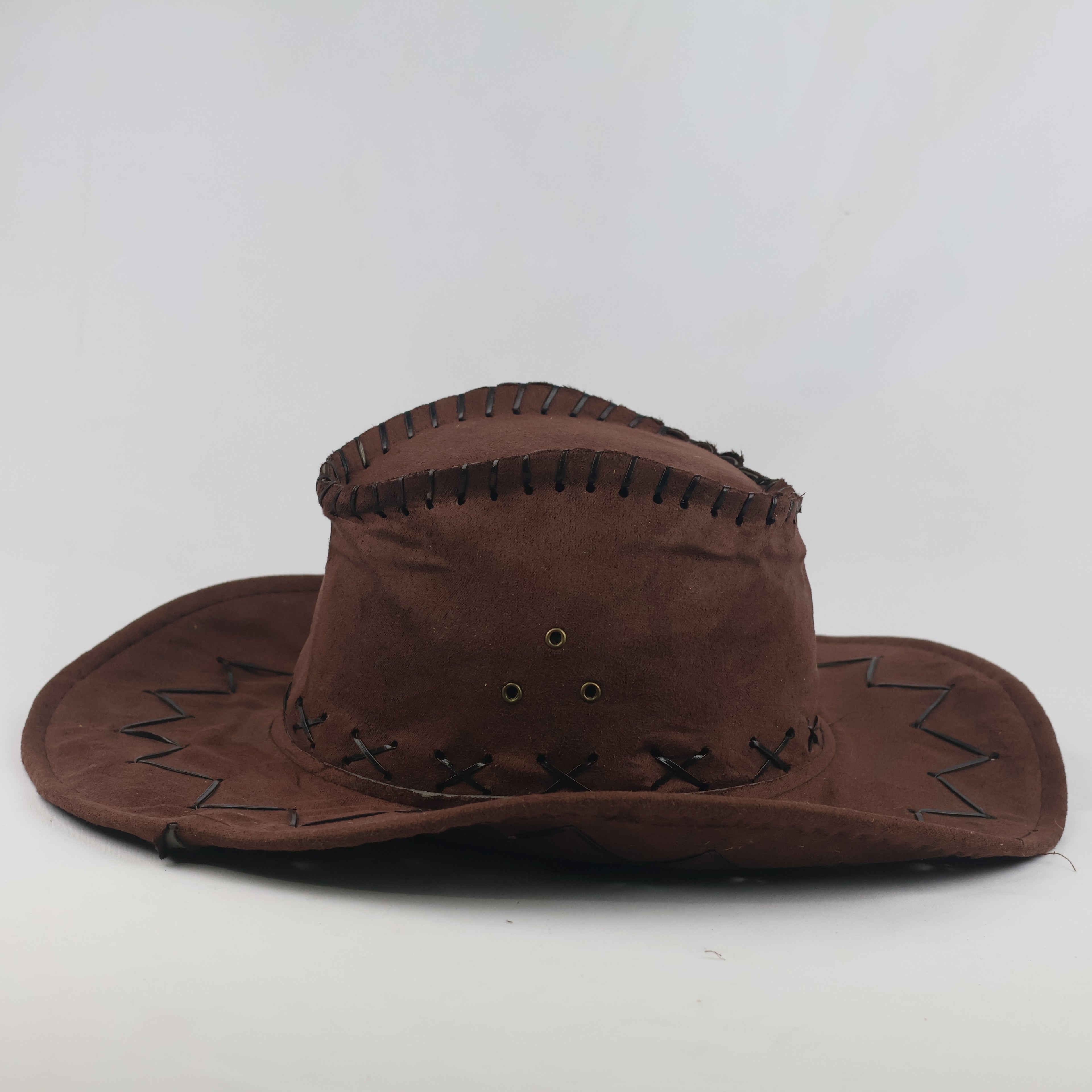 Thrifted Brown Faux Suede Outback Cowboy Hat (56-58 cm)