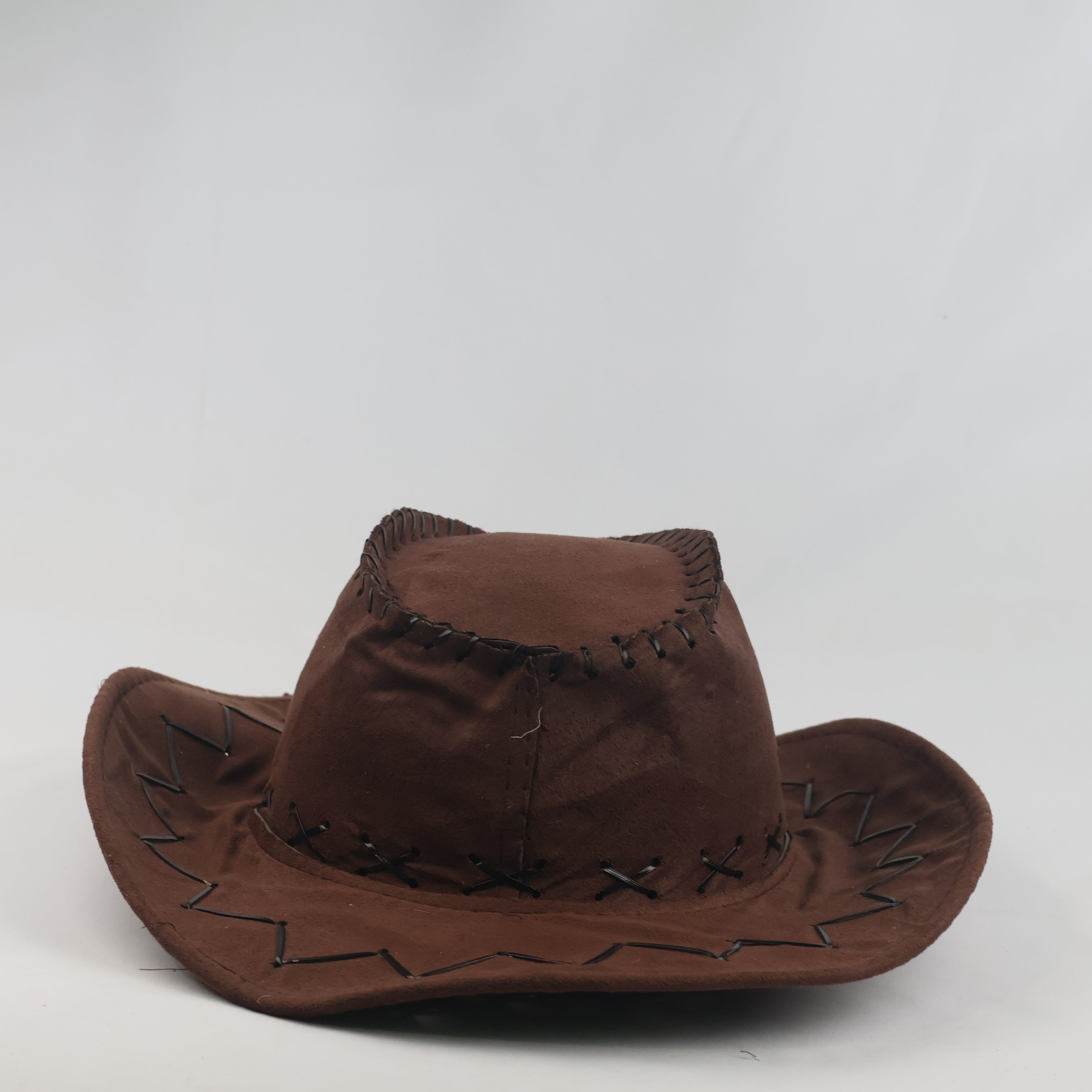 Thrifted Brown Faux Suede Outback Cowboy Hat (56-58 cm)