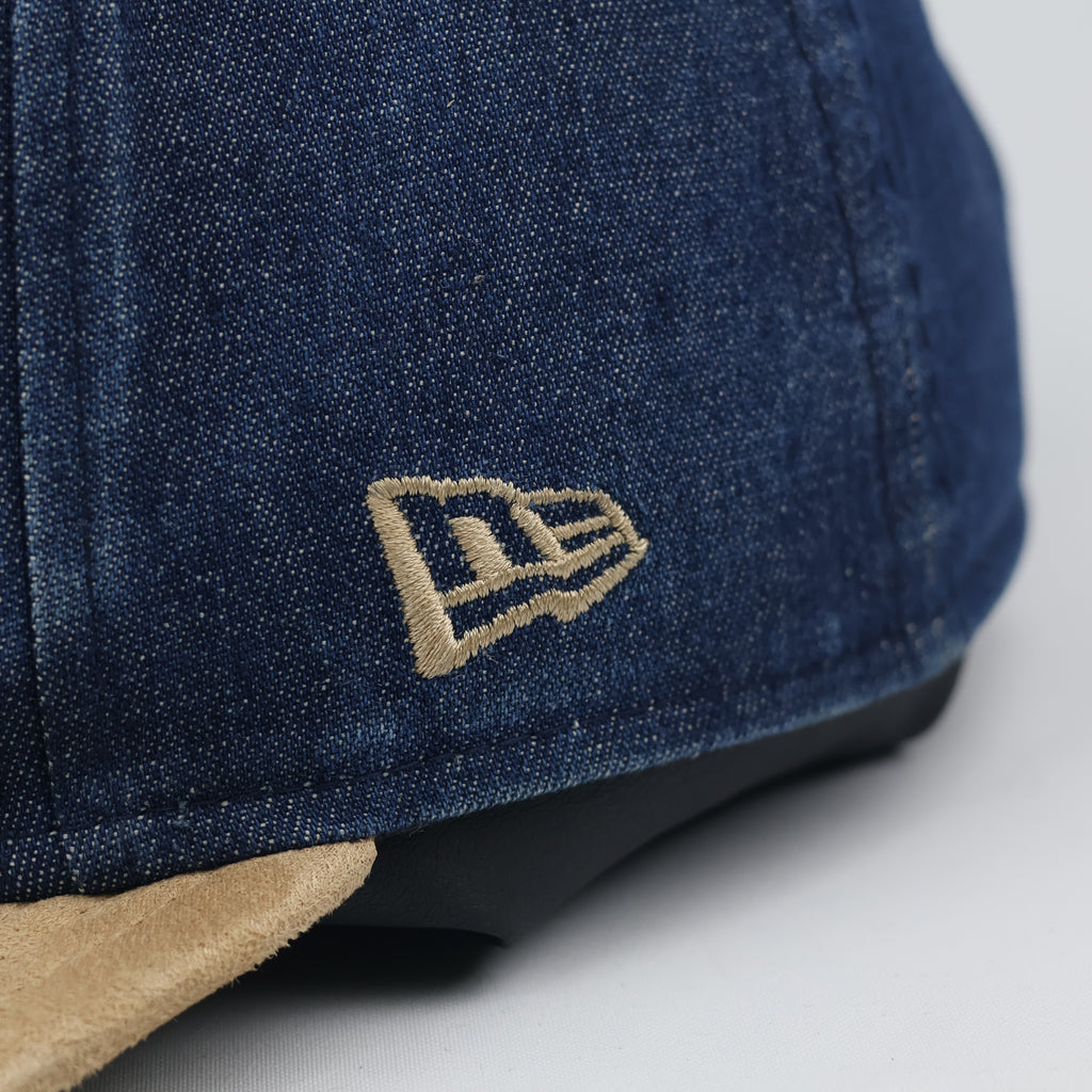 Vintage New Era NY Yankees Denim Hat with Suede Thrifted Brim - Size 55-56cm