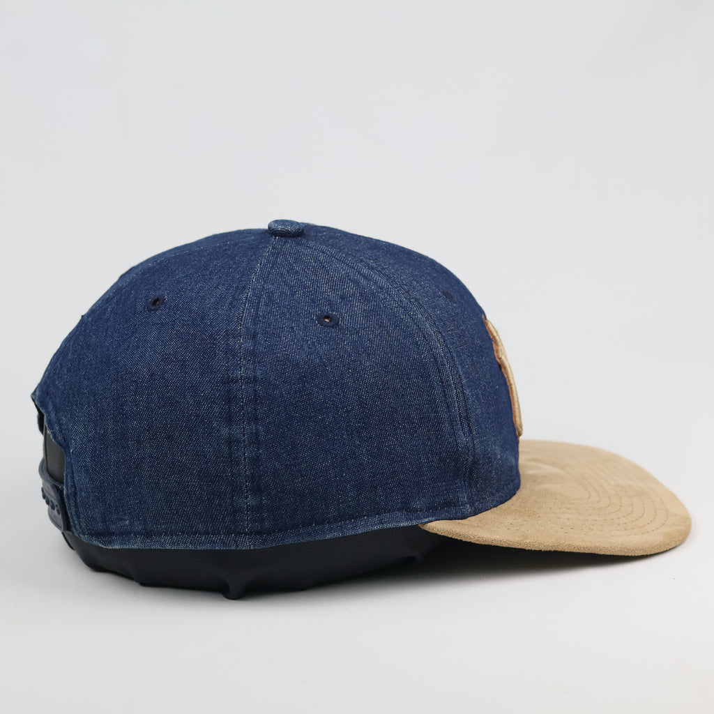 Vintage New Era NY Yankees Denim Hat with Suede Thrifted Brim - Size 55-56cm
