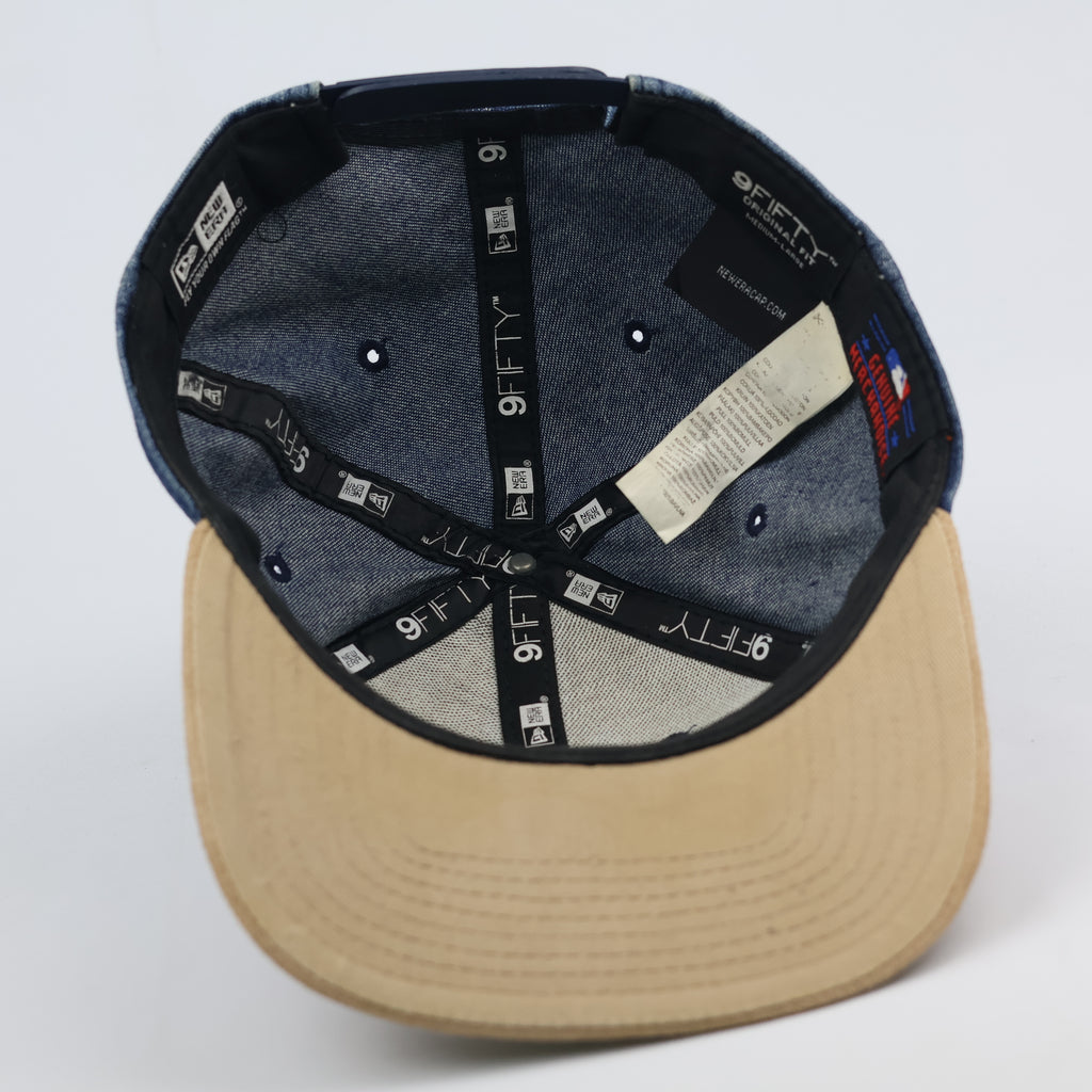 Vintage New Era NY Yankees Denim Hat with Suede Thrifted Brim - Size 55-56cm