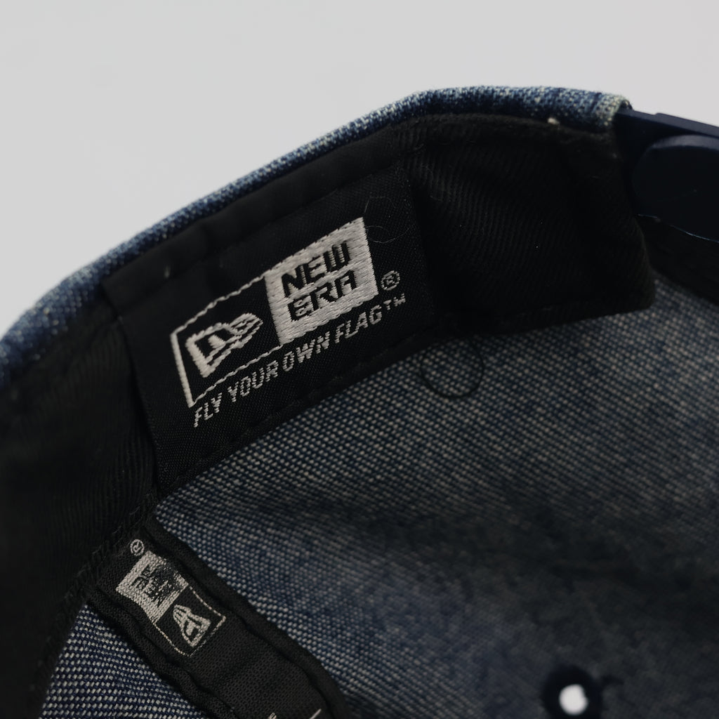 Vintage New Era NY Yankees Denim Hat with Suede Thrifted Brim - Size 55-56cm